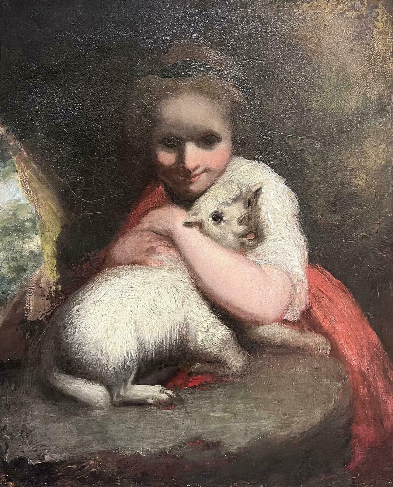 Fine 18th Century British Old Master Oil The Young Shepherdess With Lamb18th Century photo Art