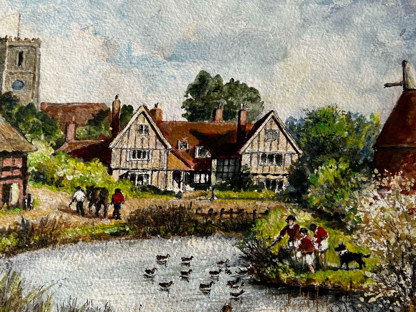 Norman A Olleythe Huntsman Feeding The Ducks In A Peaceful Kentish Town Landscape photo Art