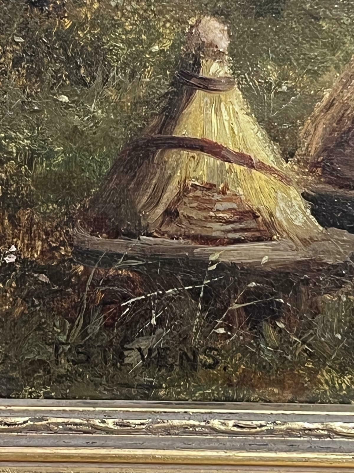 T.Stevens19th Century Rural Family Scene Victorian Cottage Children Playing English Oil photo buy