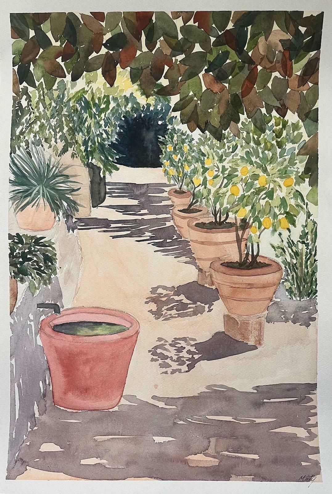 Minty Ramseylemon Trees In Montisi Italy Colourful Watercolor Painting Landscape2024