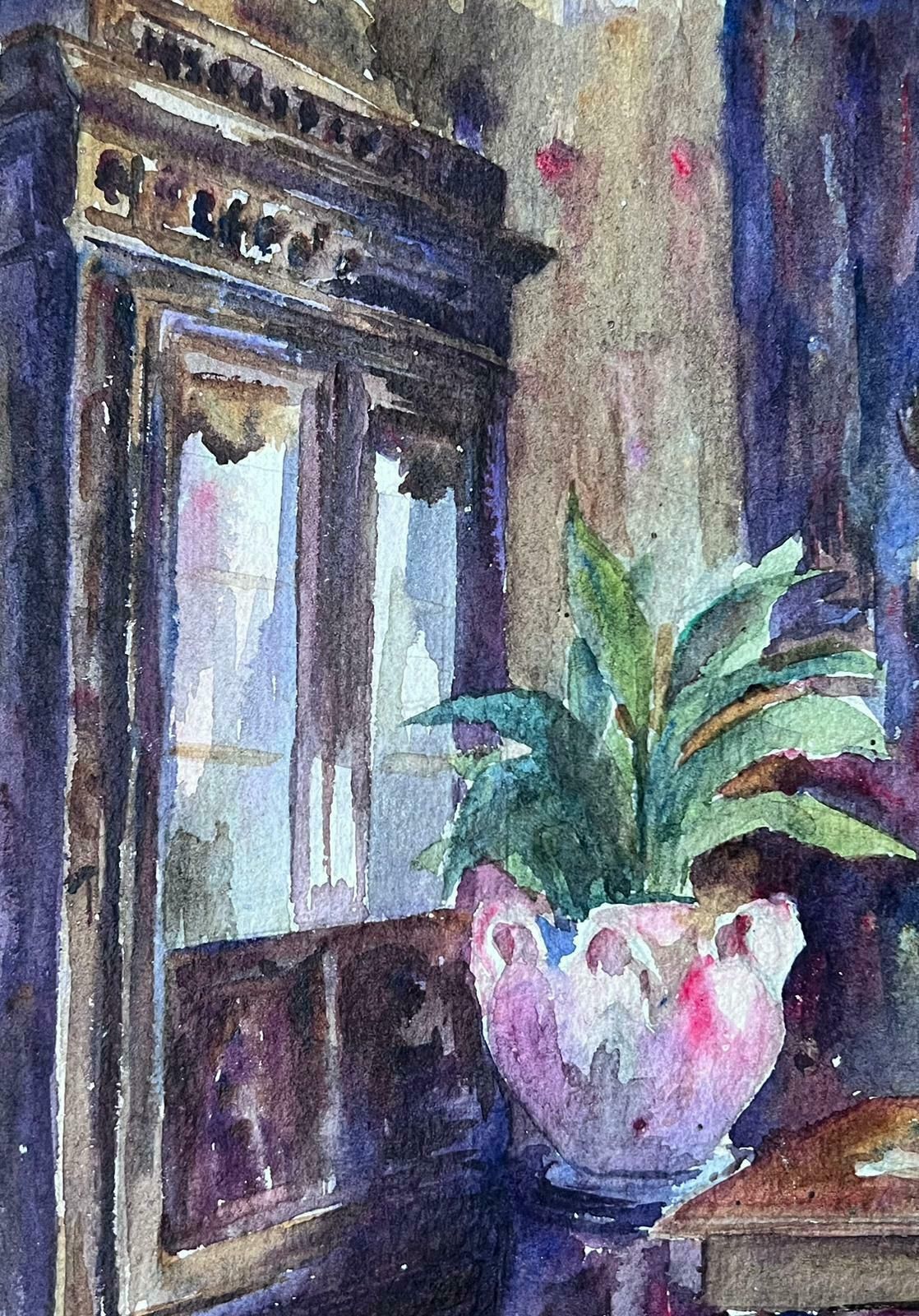 Louise Alix1930's French Impressionist Watercolour Interior Scene Dressing Room1940's photo furniture