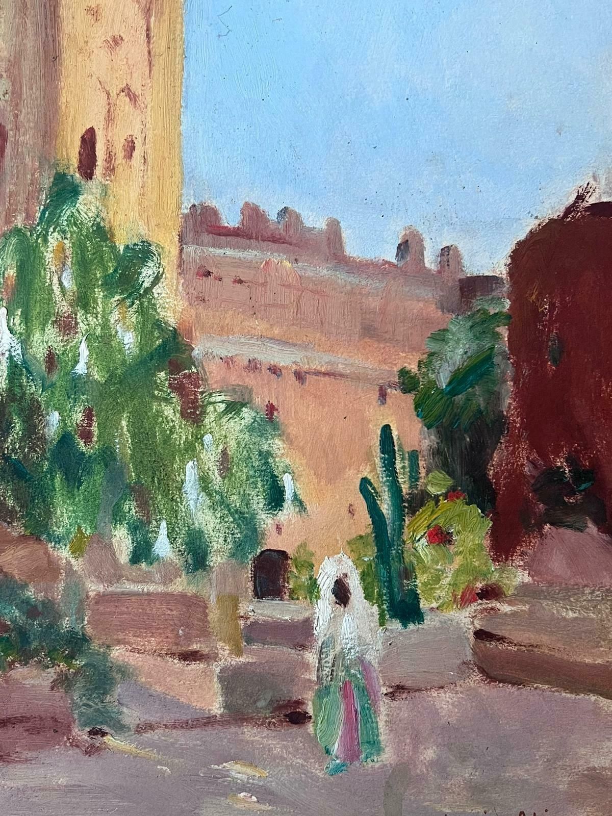 Louise Alix1930's French Impressionist Oil Signed Bell Tower And Figure Town1940's photo 606.0