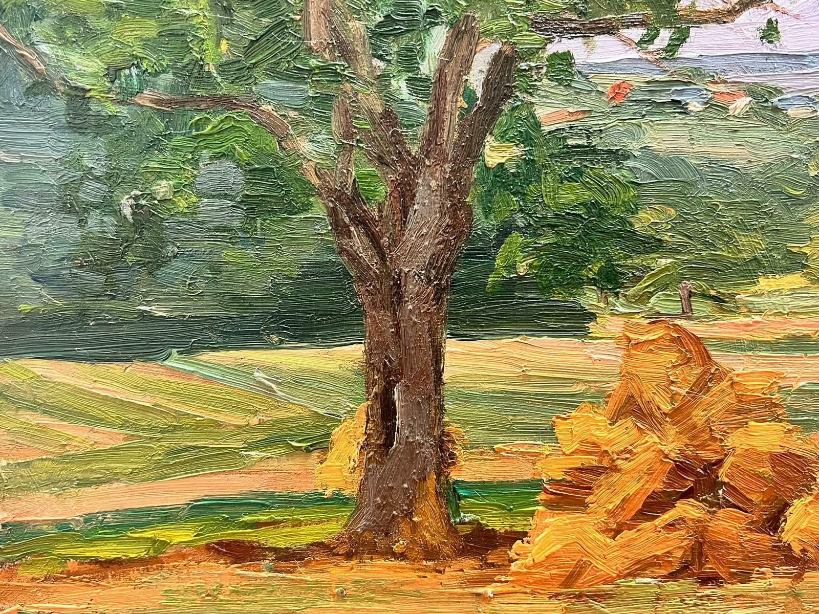 Suzanne Crochet1930's French Post Impressionist Oil Painting Haystack Under Tree Landscape C. 1930's photo furniture