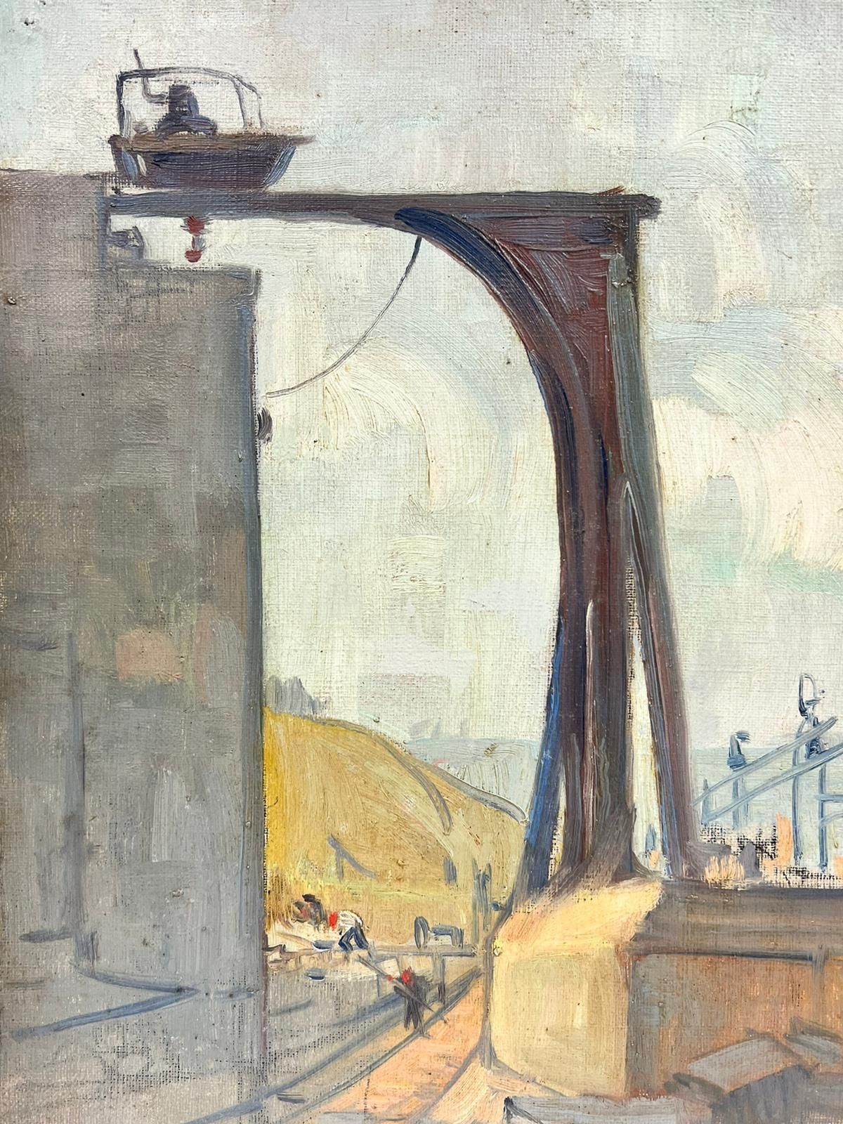 Luc Lapnet1930’s Belgian Oil Bridge Aqueduct Building In Landscape, Original Oil photo for sale