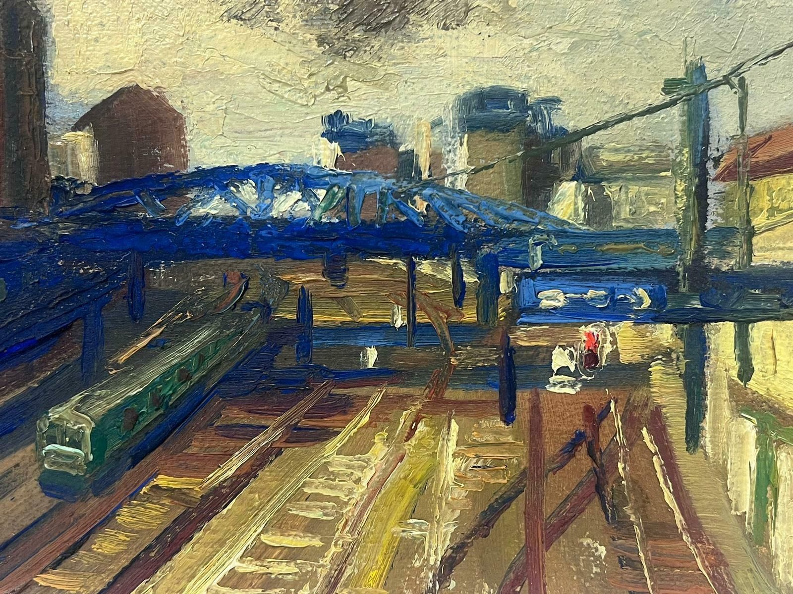 Josine Vignon1950s French Post Impressionist Oil Paris Train Station With Train On Track1950s photo Art
