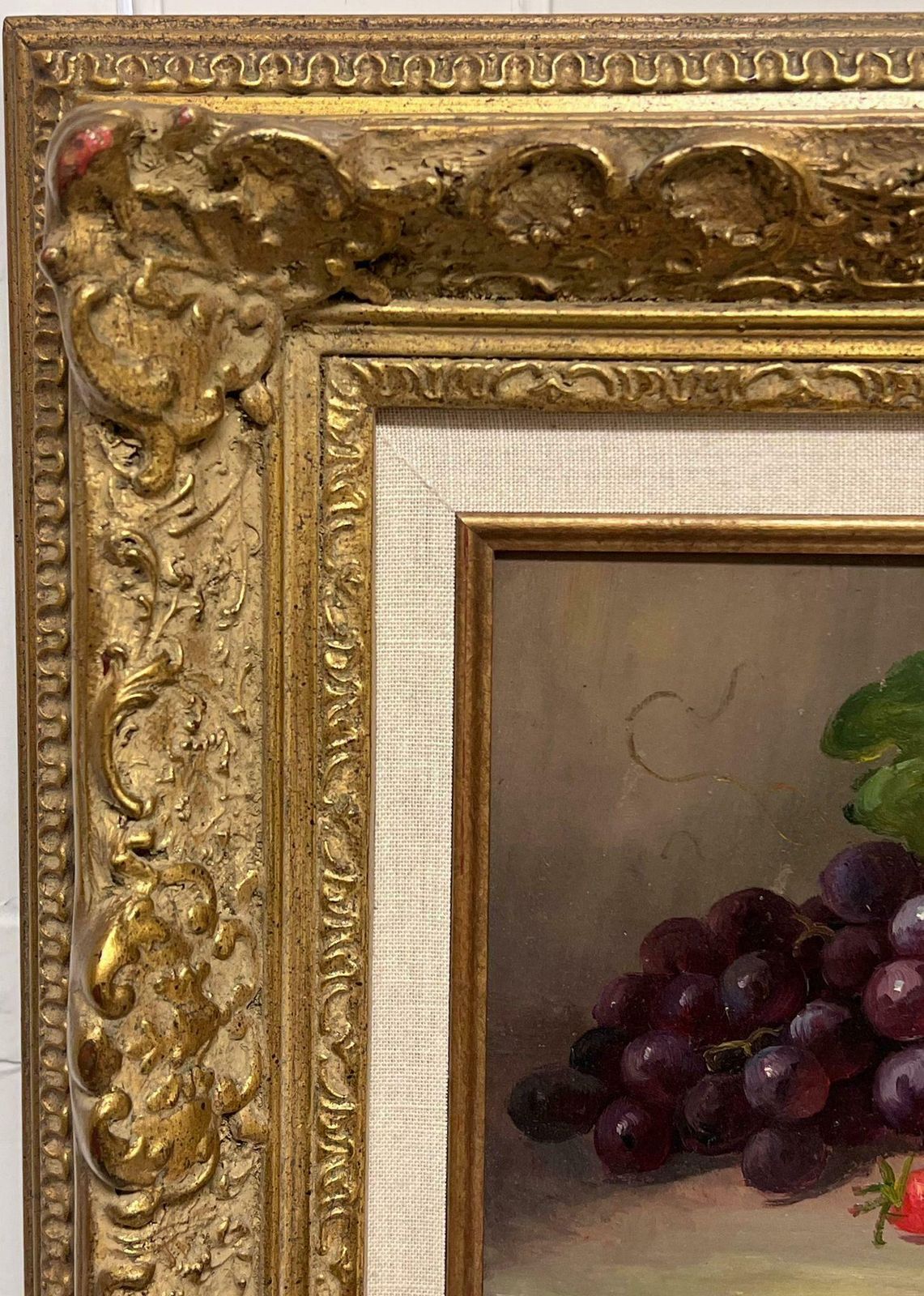 Jonny Gastonfine Classical Still Life Fruit In Wicker Basket Signed Oil Painting Gilt Frame photo for sale