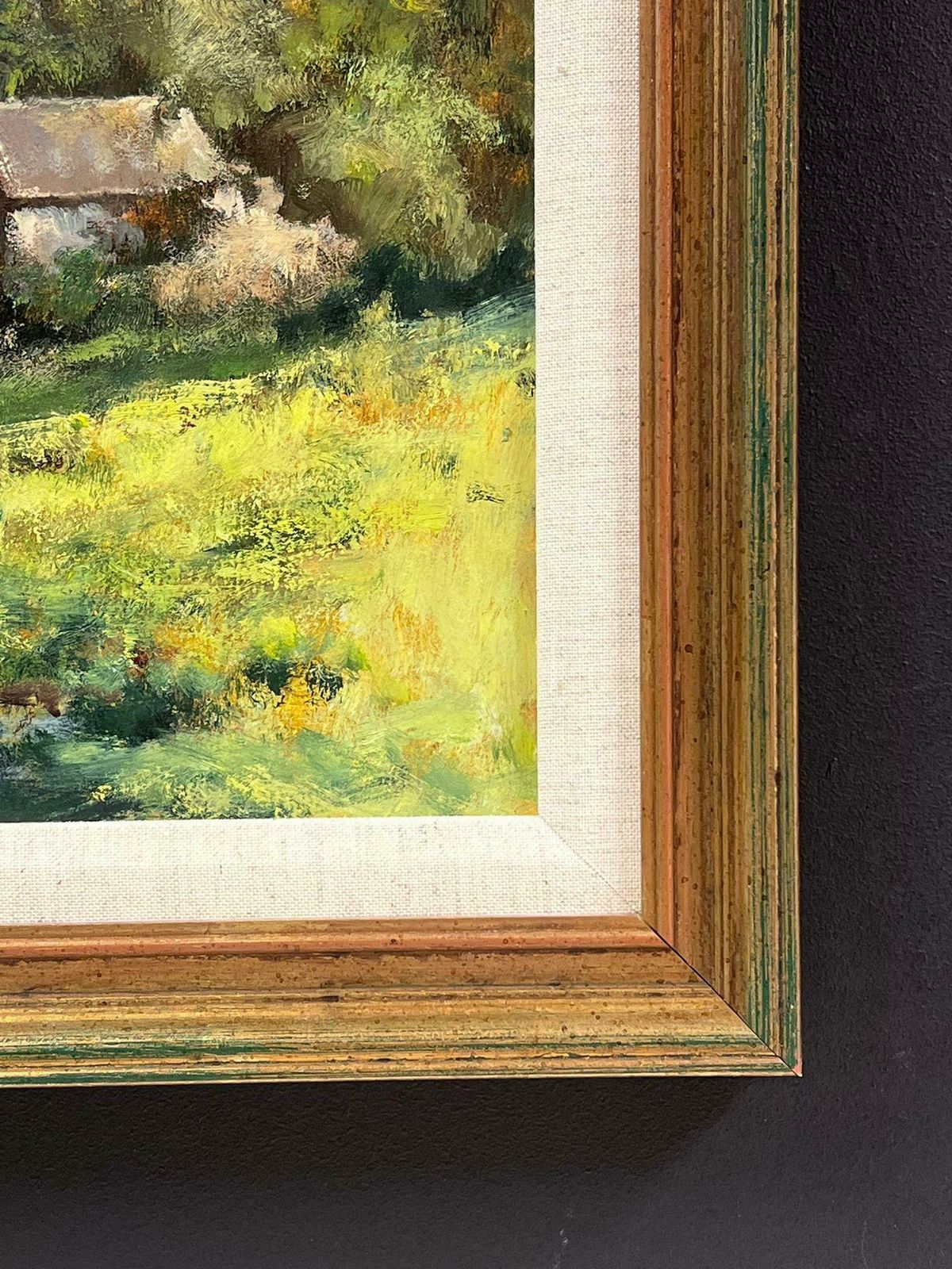 David Hydeenglish Impressionist Signed Oil Painting Water Mill House In Summer Meadowsc.2000 photo Art