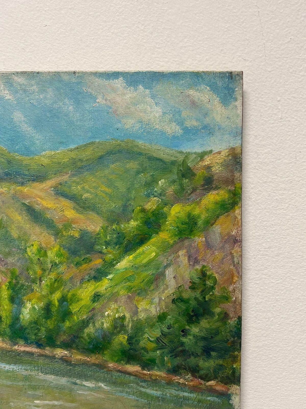 Regine Davidmid 20th Century 1950s French Post Impressionist Oil Green River Gorge Landscape1950's photo 529.0