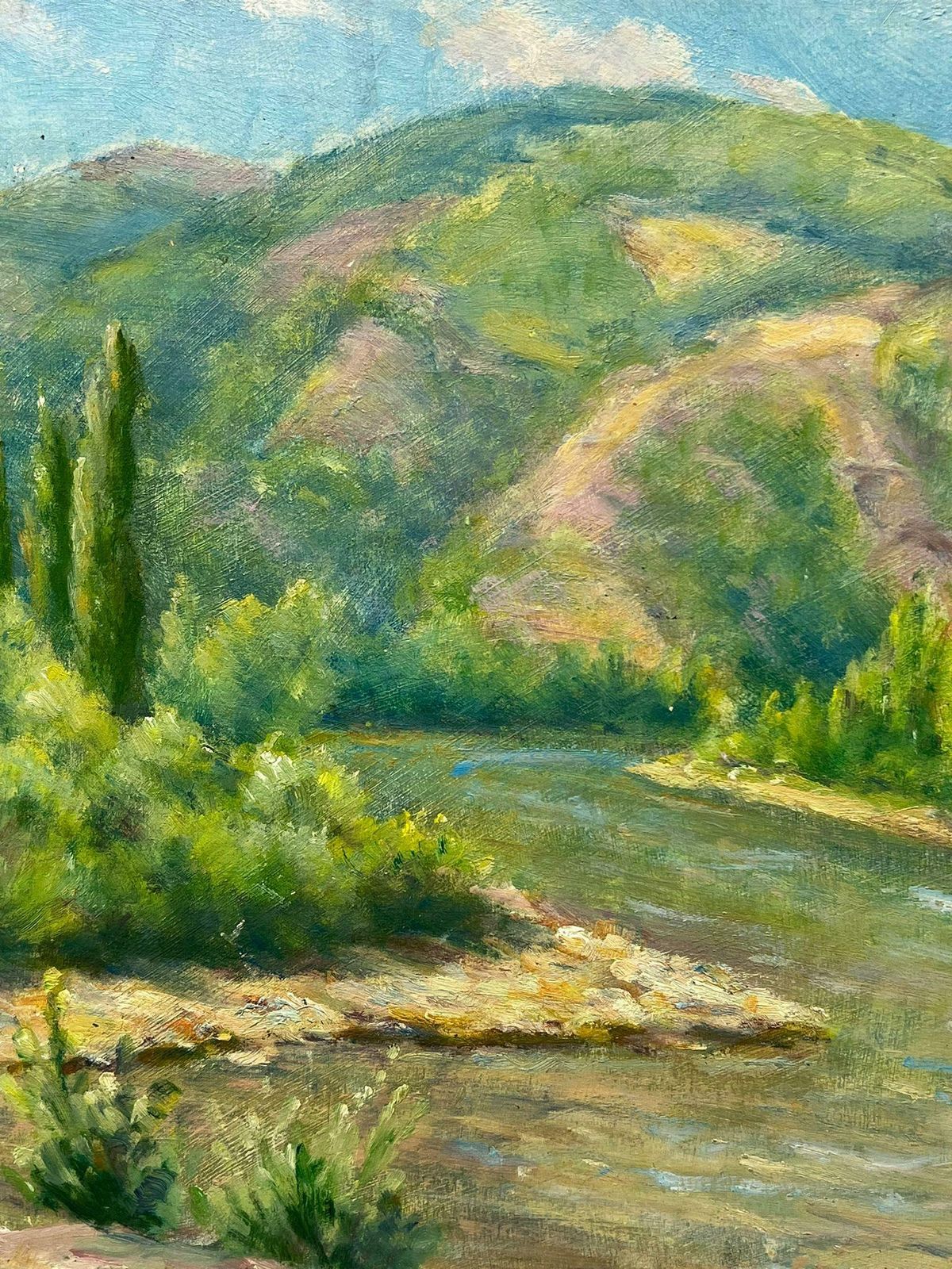 Regine Davidmid 20th Century 1950s French Post Impressionist Oil Green River Gorge Landscape1950's photo vinterior