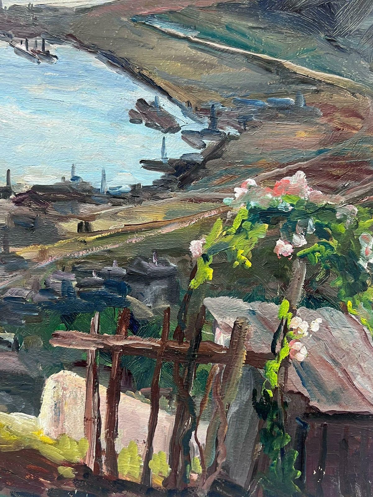 Regine Davidmid 20th Century 1950's French Post Impressionist Oil Coastal Inlet Estuary1950's photo Art