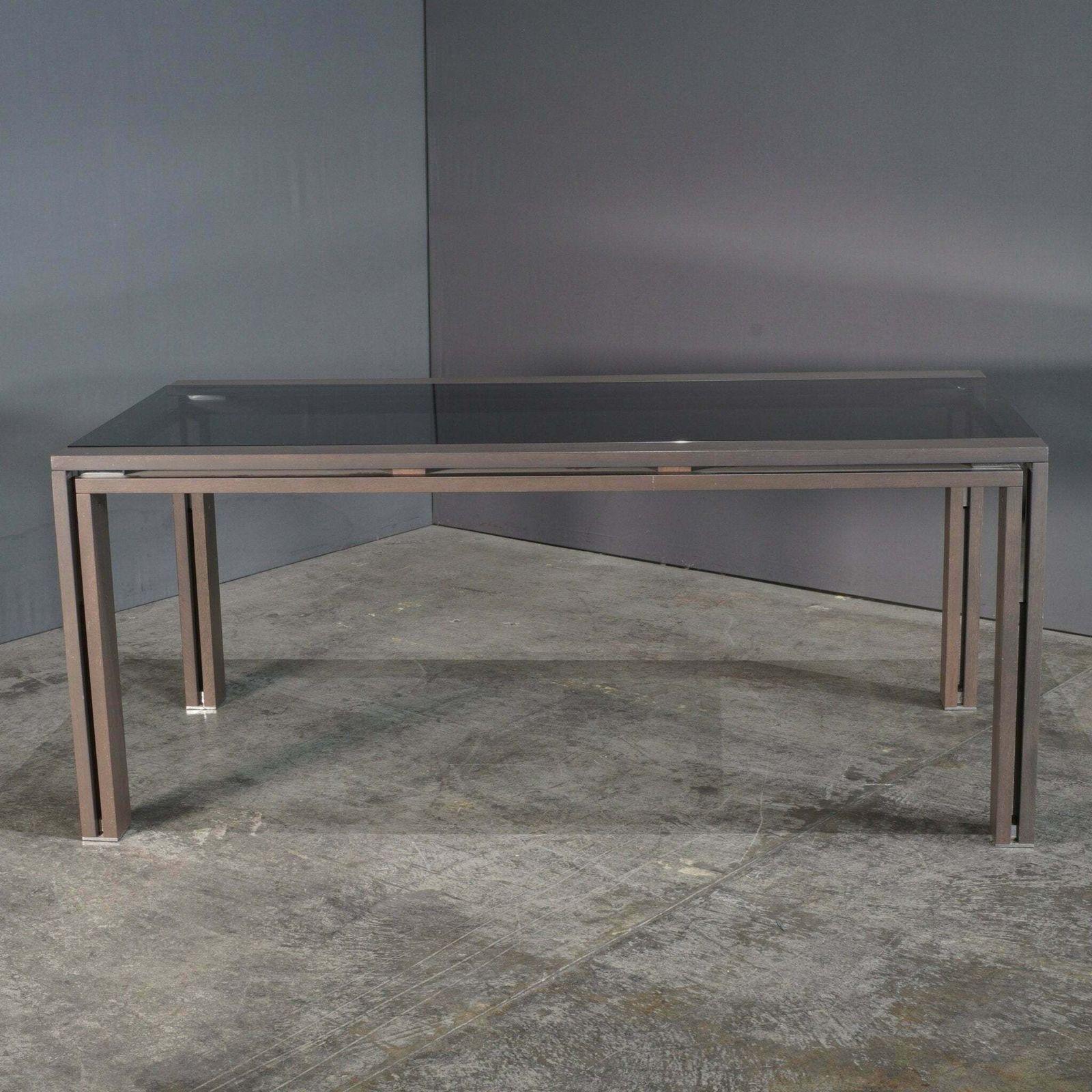 Roche Bobois Anthracite And Smoked Glass Box Dining Table photo furniture