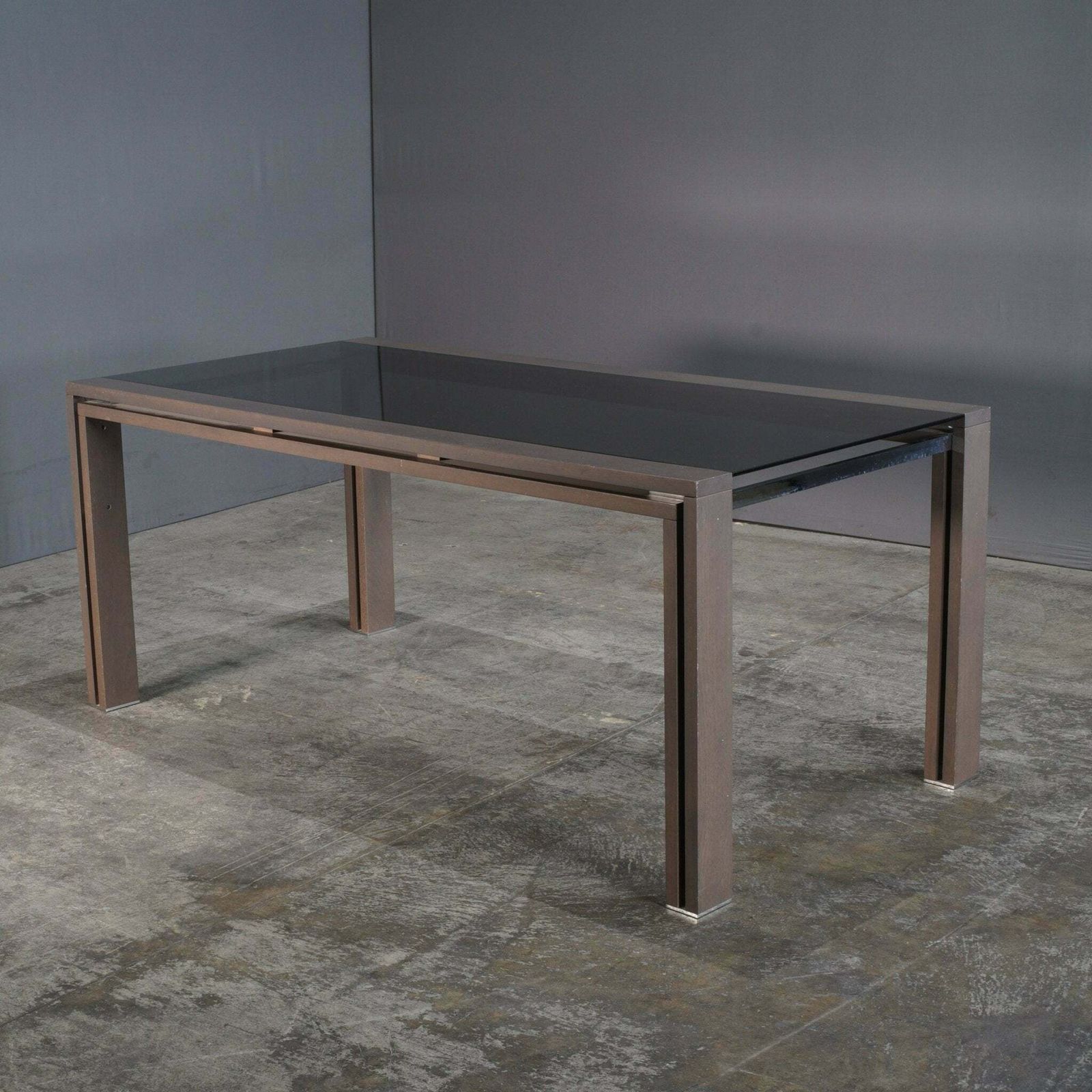 Roche Bobois Anthracite And Smoked Glass Box Dining Table photo 1260.0