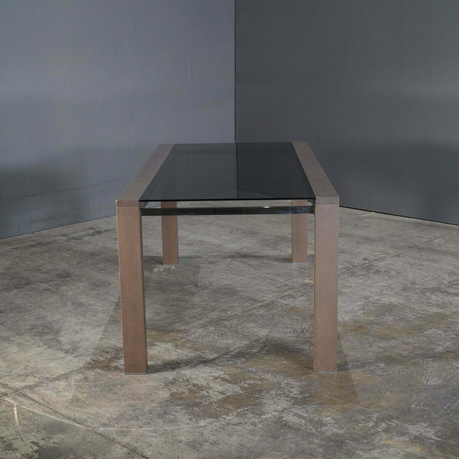 Roche Bobois Anthracite And Smoked Glass Box Dining Table photo vinterior
