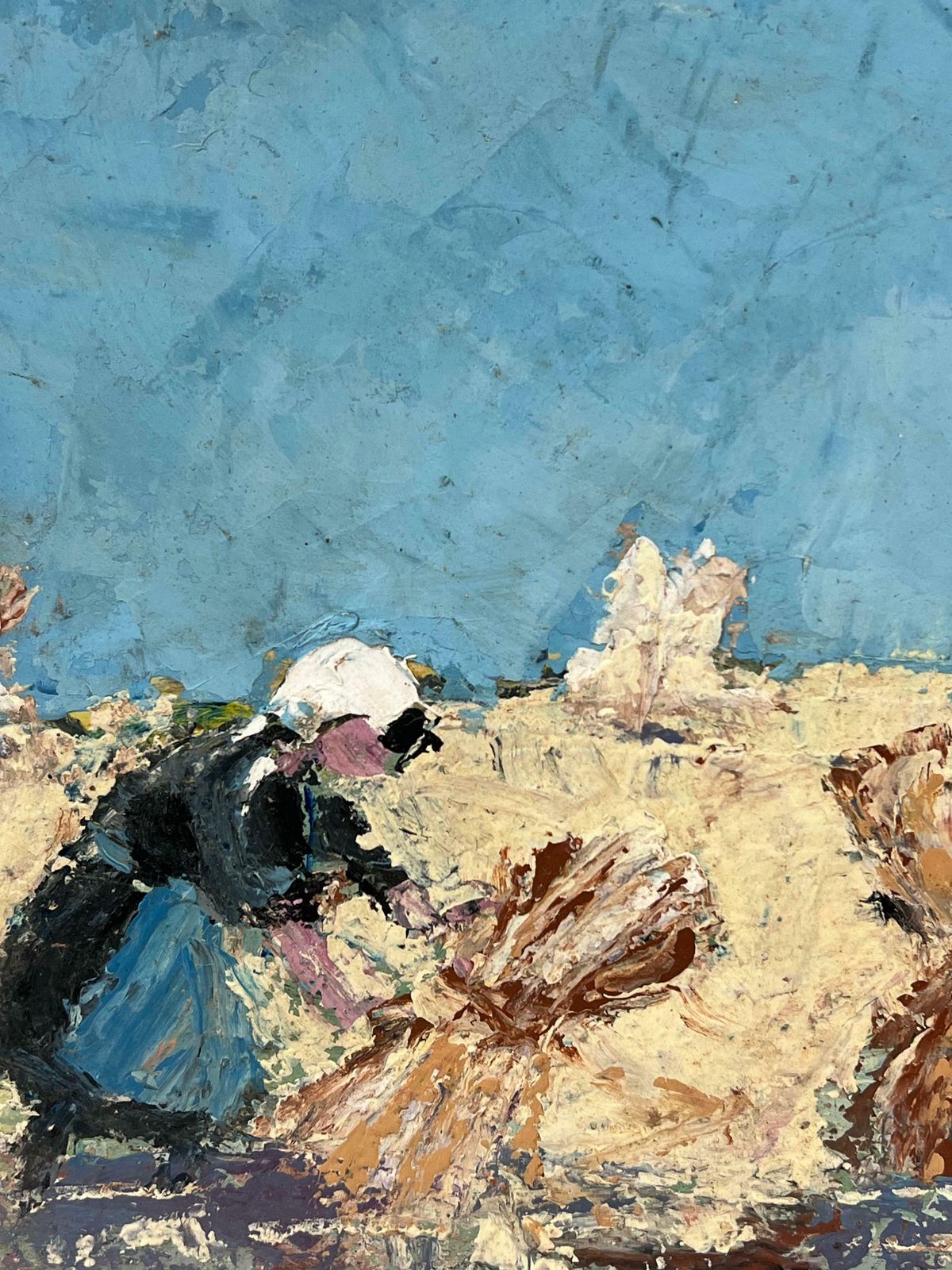 Fanch Lelmaids Gathering The Golden Sheaves Under The Blue Sky French Oil Painting20th Century photo Art