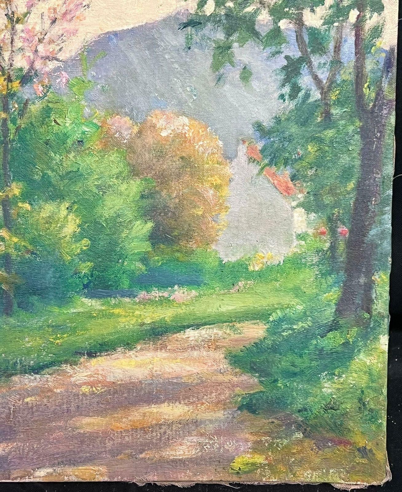 Regine Davidmid 20th Century 1950's French Post Impressionist Oil Golden Light Country Lane1950's photo for sale
