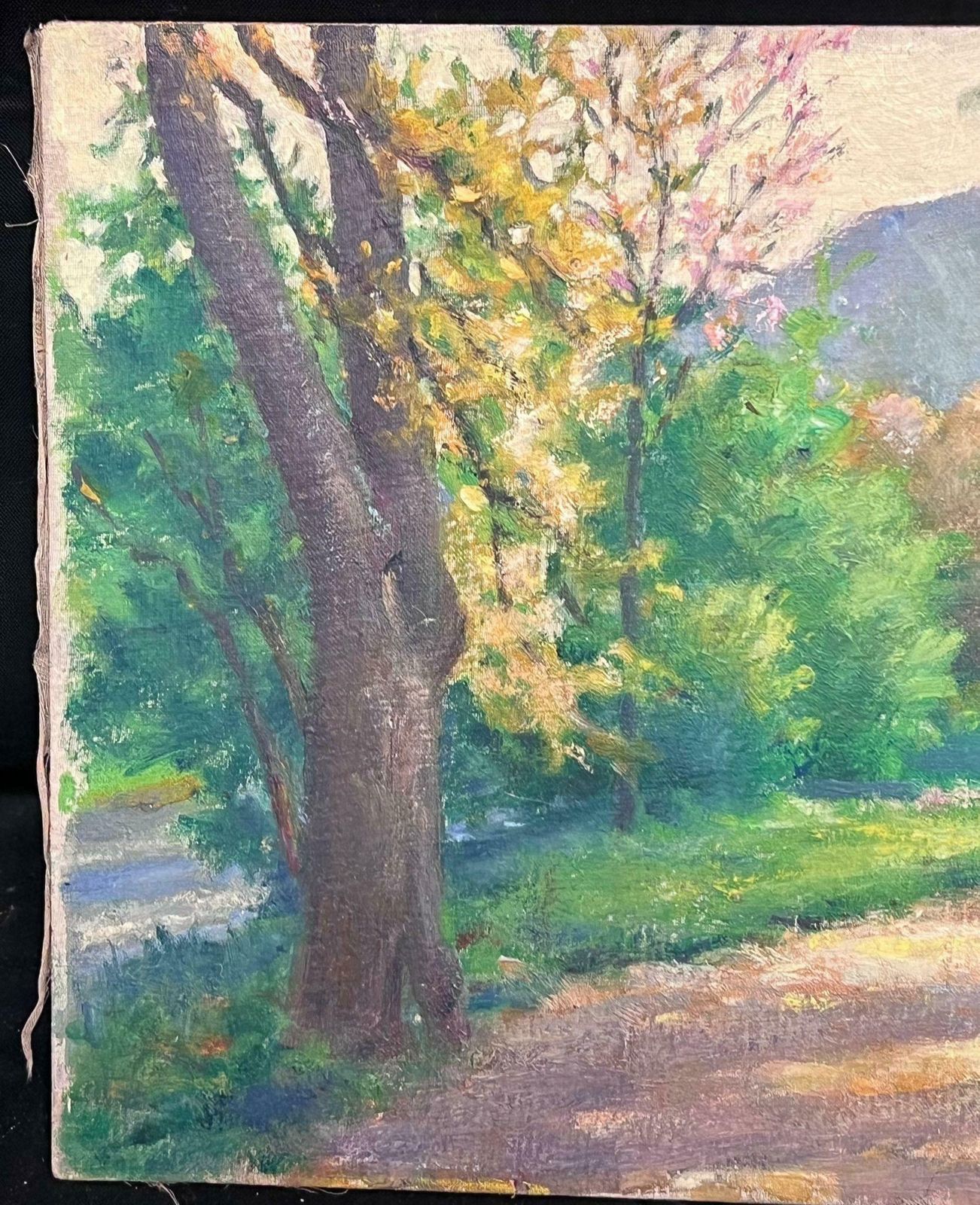 Regine Davidmid 20th Century 1950's French Post Impressionist Oil Golden Light Country Lane1950's photo 606.0