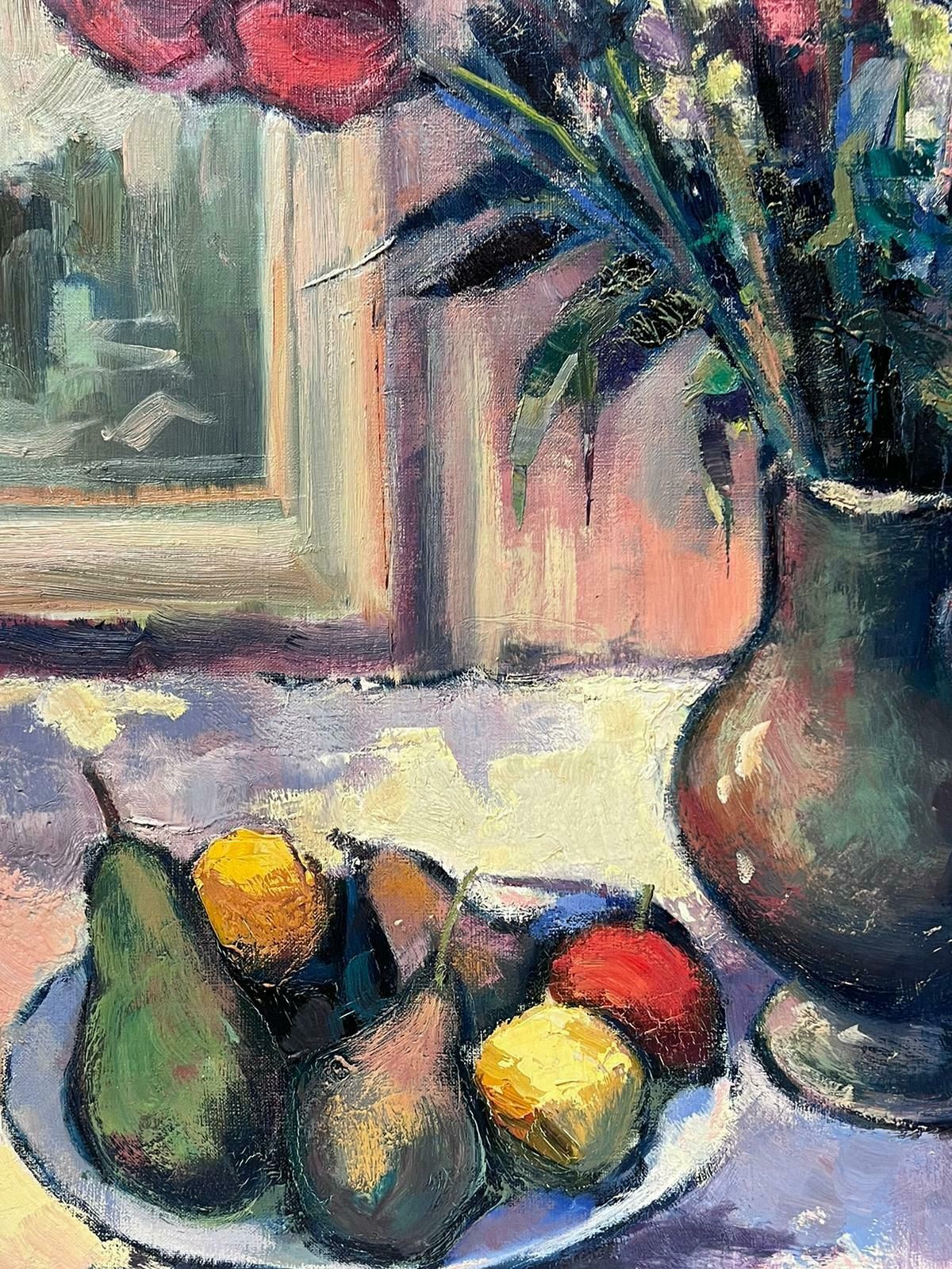photo furniture Guy Benardlarge French Post Impressionist Signed Oil Tulips, Apples & Pears Still Life