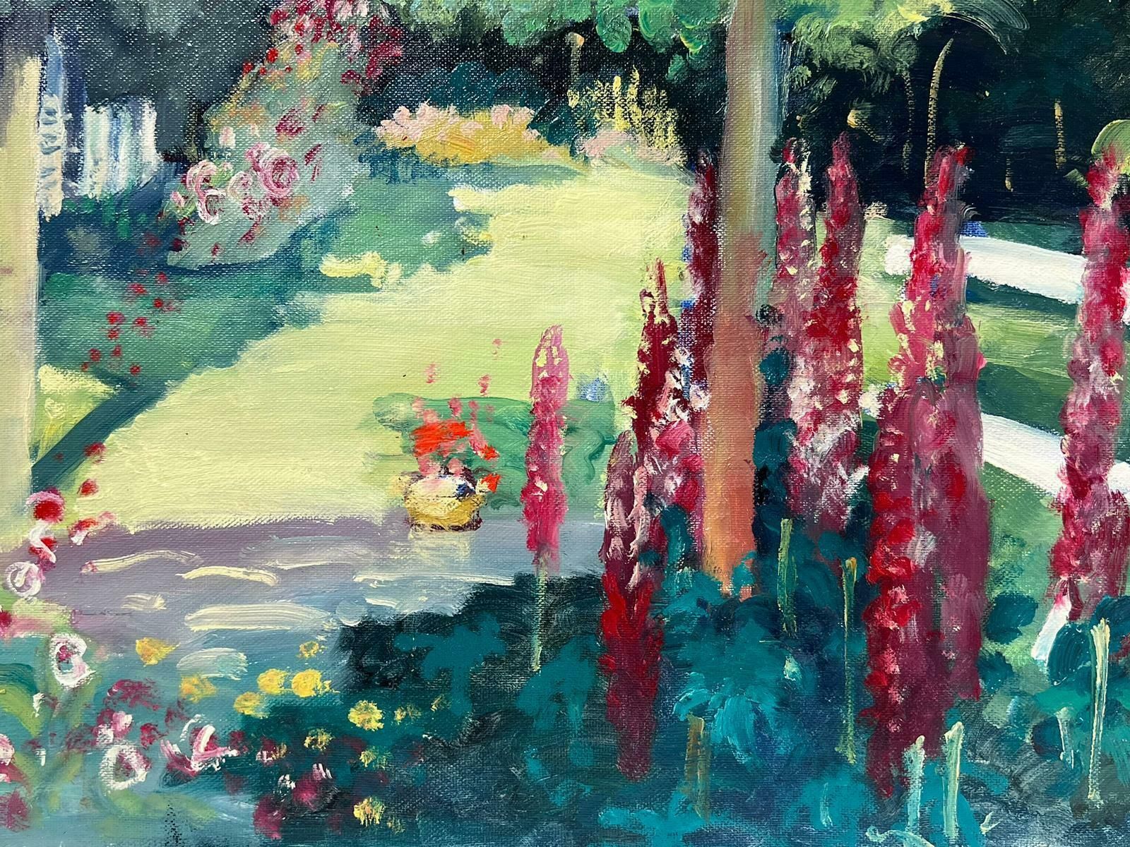 Guy Benardthe Artists Garden Signed Original French Impressionist Oil Painting photo furniture