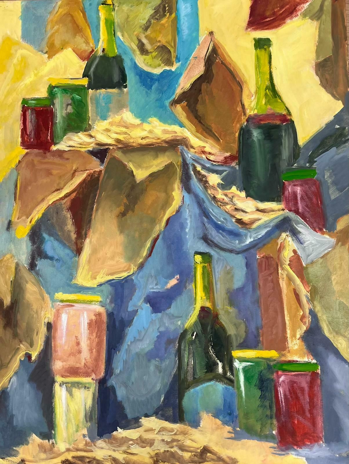 Guy Nicod Champagne Bottles 1970's French Still Life Modernist Painting