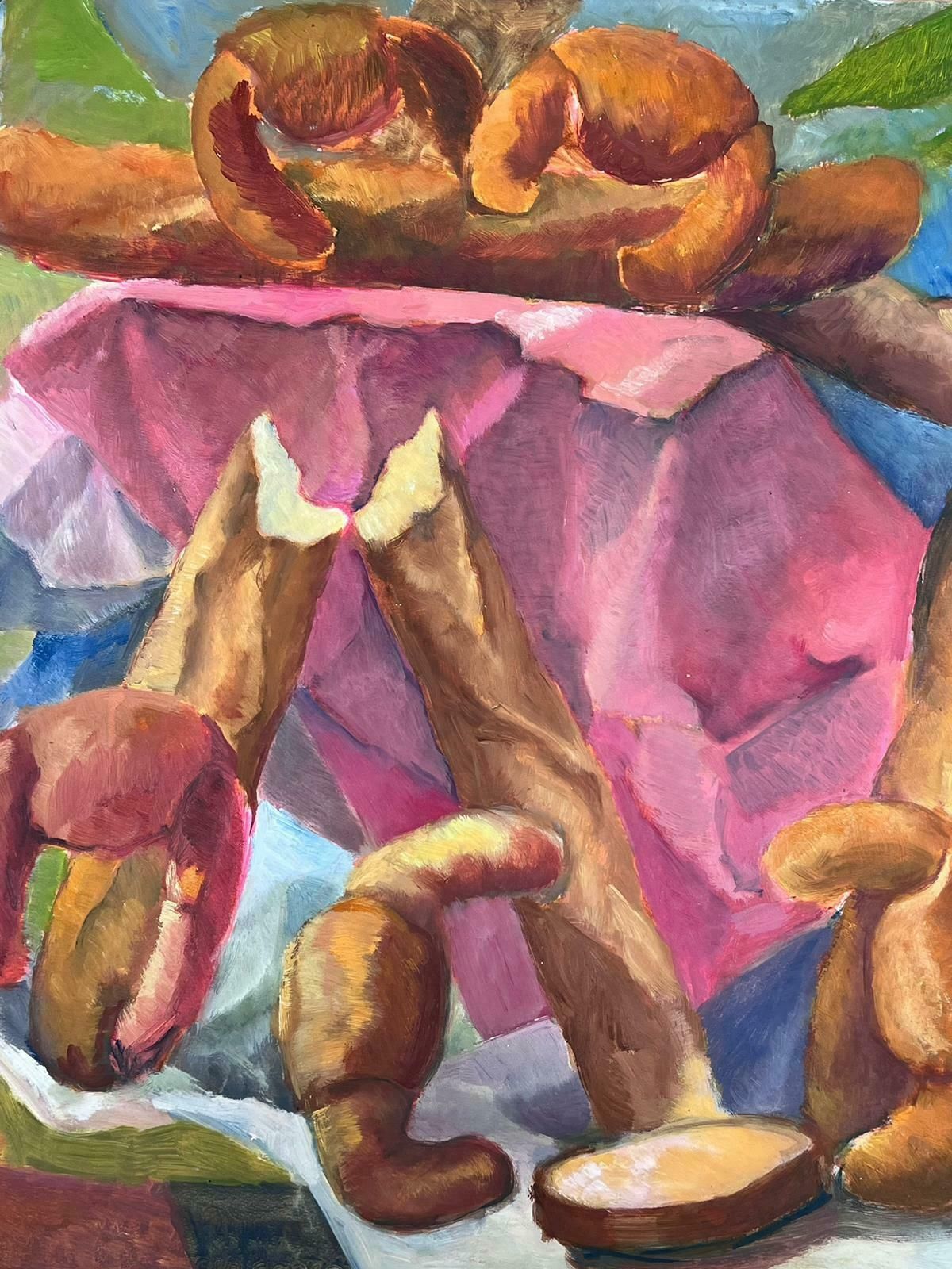 Guy Nicod French 20th Century Modernist Painting Still Life Croissants And Baguettes photo for sale