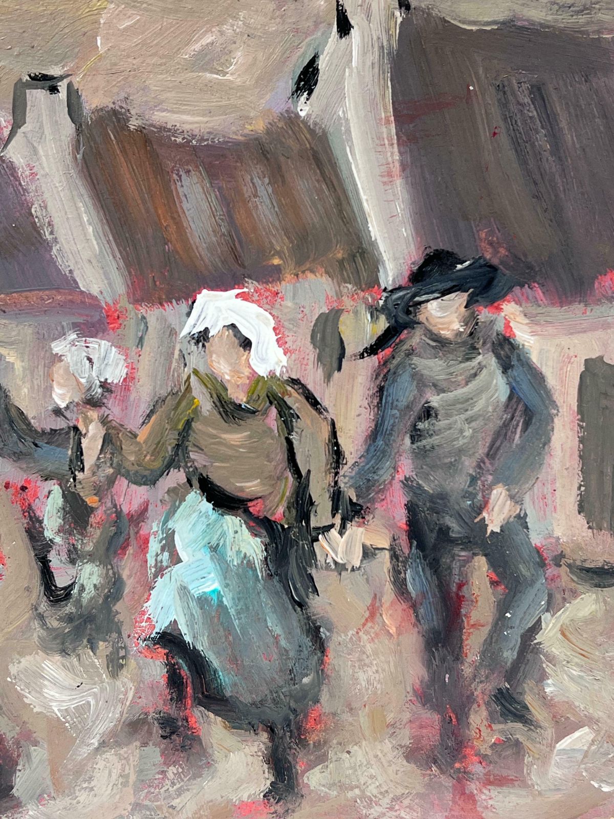 Fanch Leltraditional Village Dance Figures In Motion Celebrating In A Rustic Courtyard 20th Century photo for sale