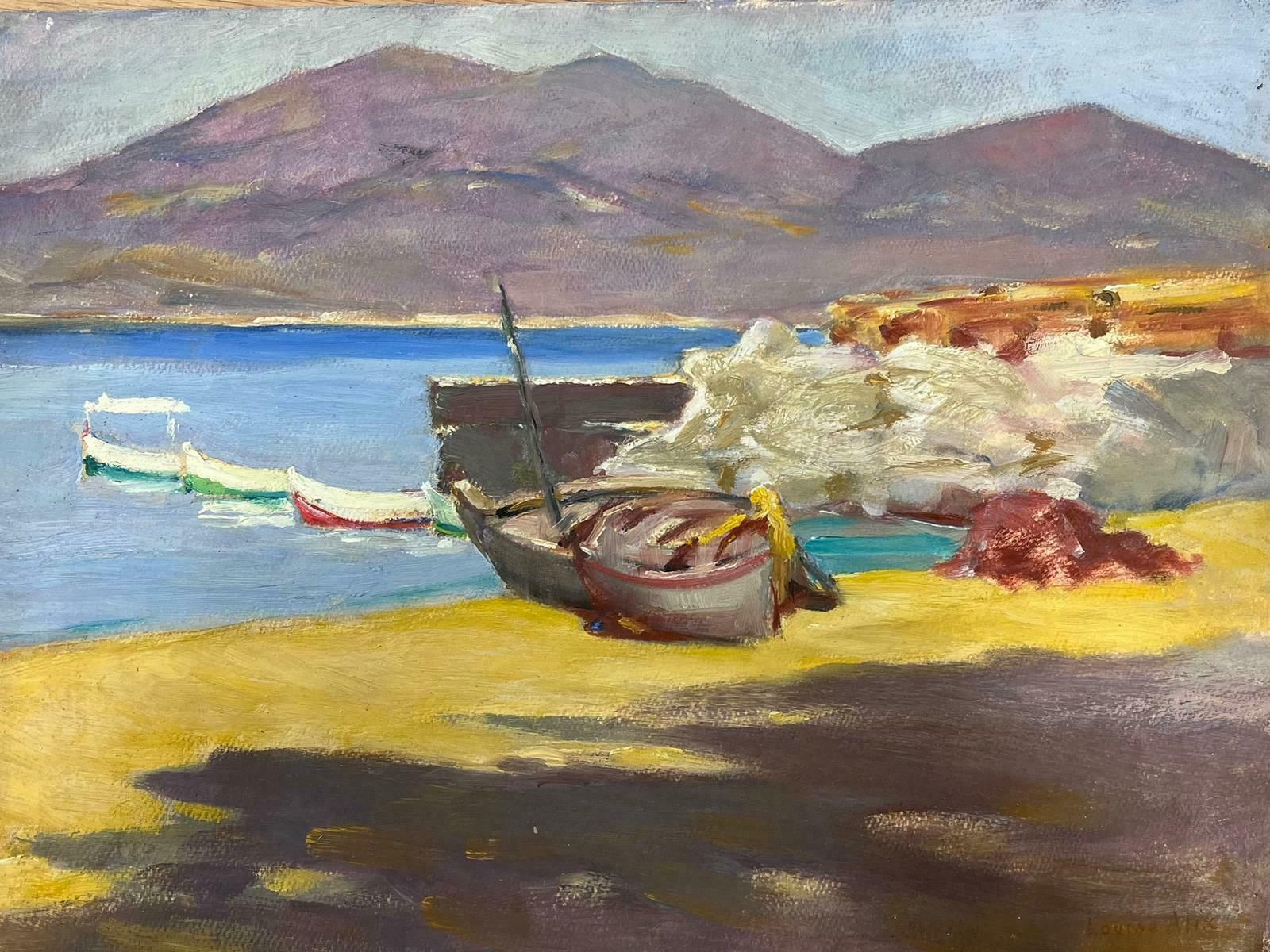 Louise Alixmid 20th Century French Impressionist Oil Beached Fishing Boats Sleepy Coastal 1930's photo 484.0