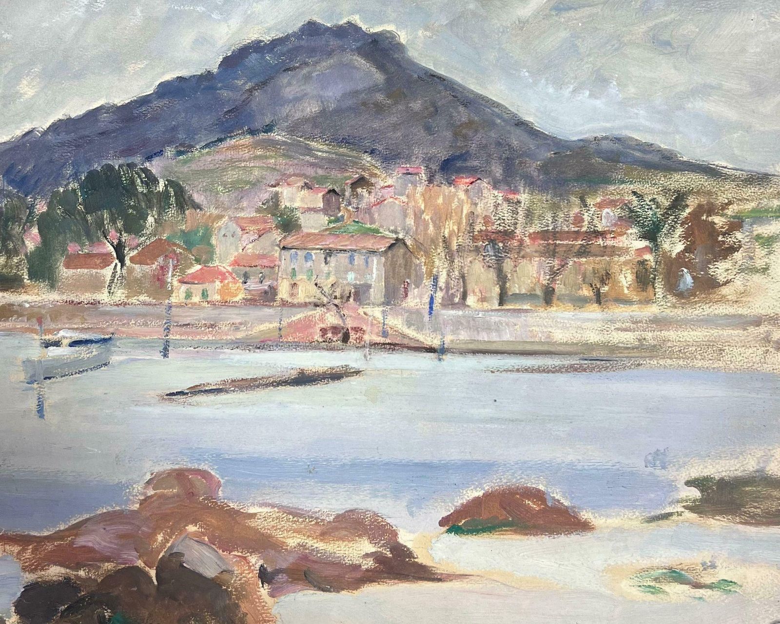 Louise Alix1930's French Impressionist Coastal Harbour In French Village Town Landscape1930's photo 687.0