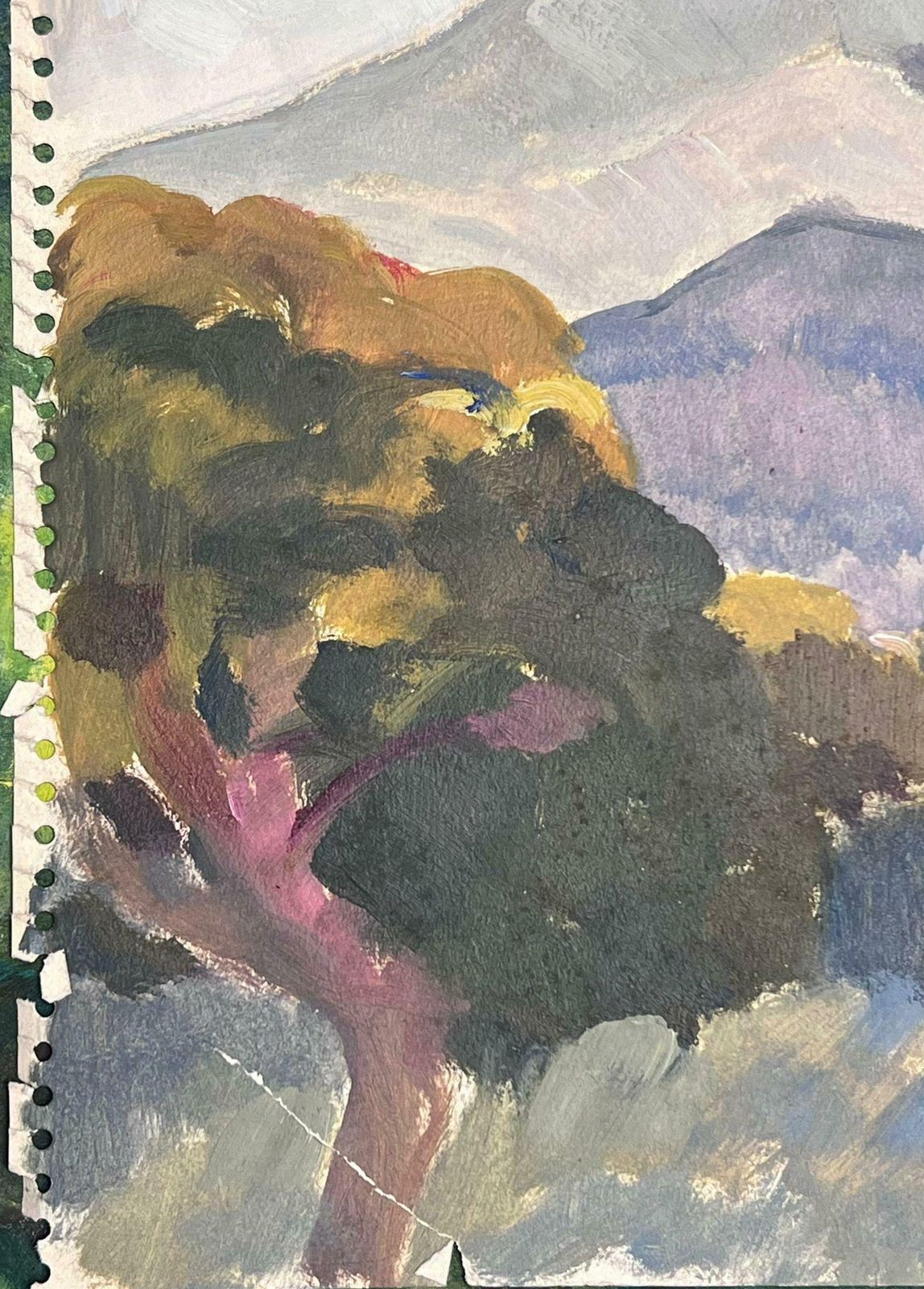 Louise Alix1930's French Impressionist Grey And Purple Mountains In Blue Cloudy Sky1930's photo 687.0