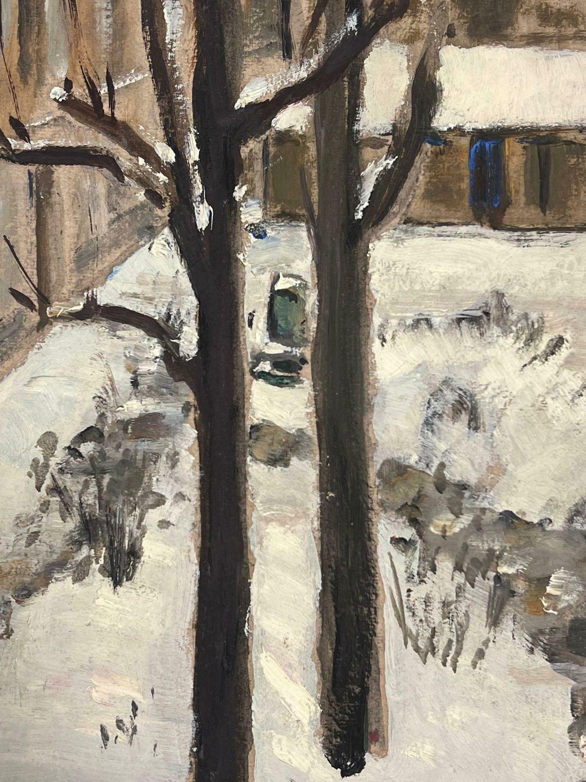 Louise Alix1930's French Impressionist Tall Bare Brown Trees In Snowy Landscape1930's photo for sale