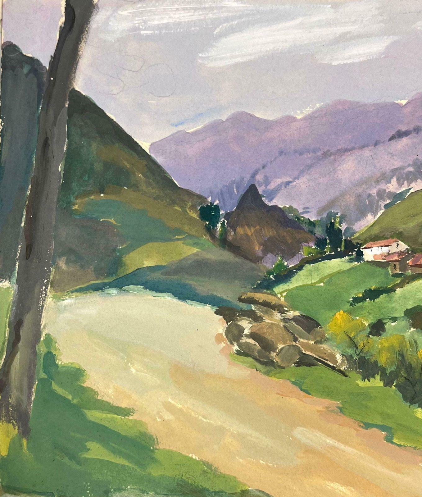 Louise Alix1930's French Country Houses Along The Country Track Leading To Purple Mountains1930's photo furniture