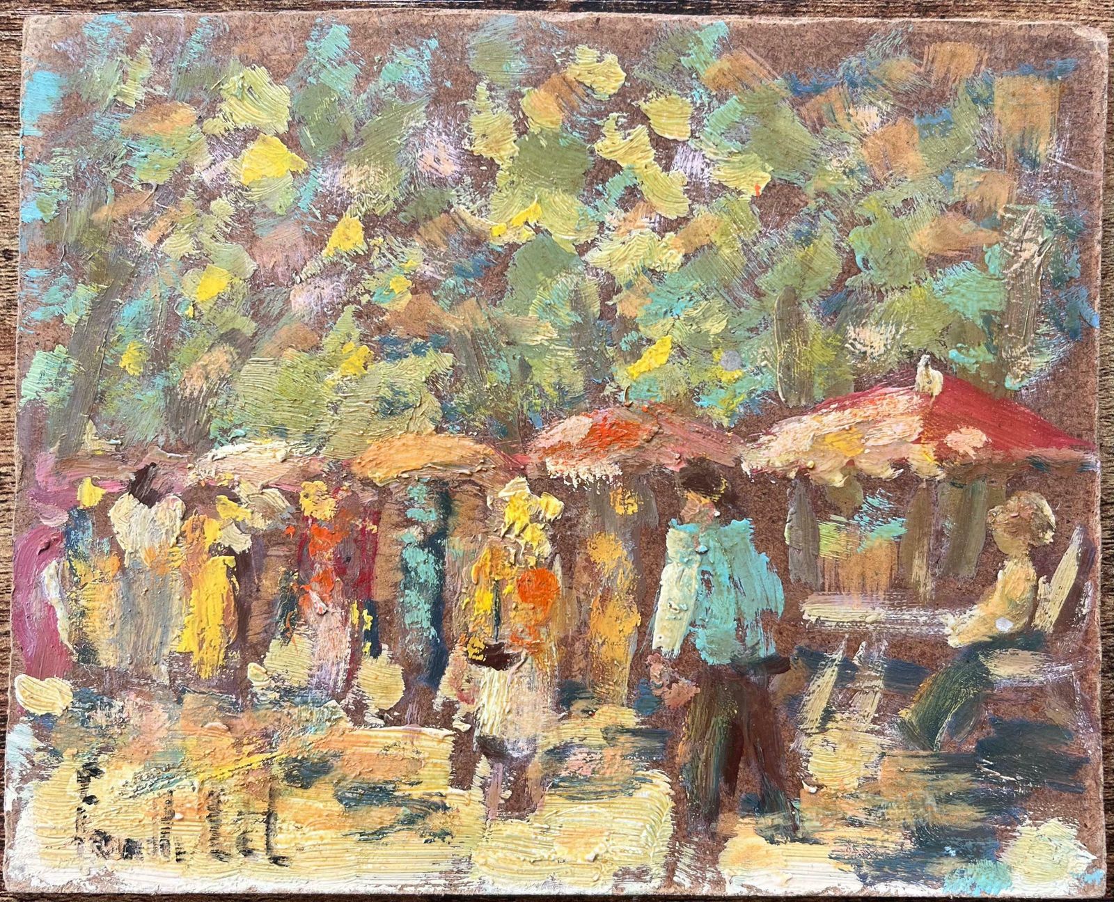 Fanch Lelfrench Oil Painting Of A Outdoor Market Scene In Impressionist Style20th Century photo furniture