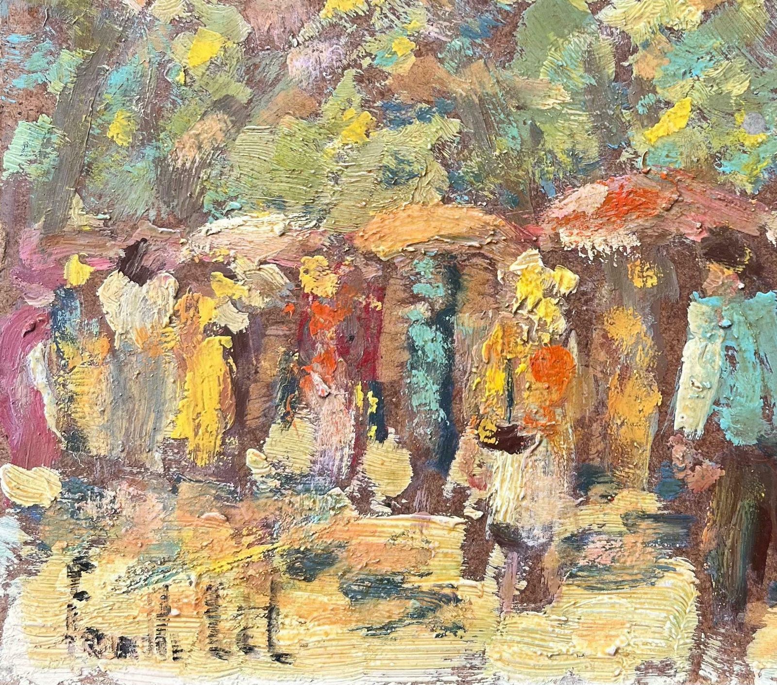 Fanch Lelfrench Oil Painting Of A Outdoor Market Scene In Impressionist Style20th Century photo Art