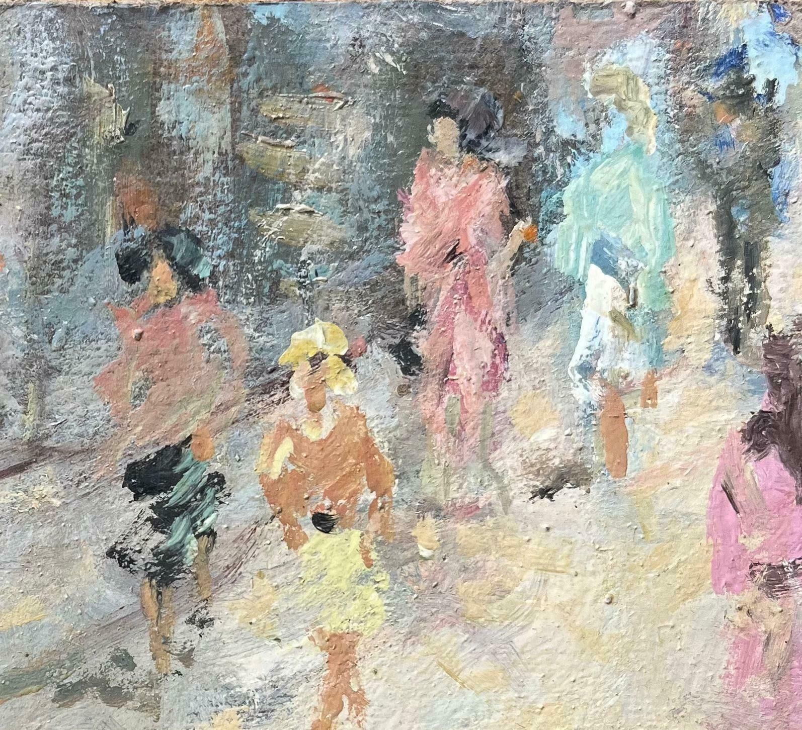 Fanch Lelfrench Impressionistic Street Scene With Figures In Summer Light20th Century photo for sale
