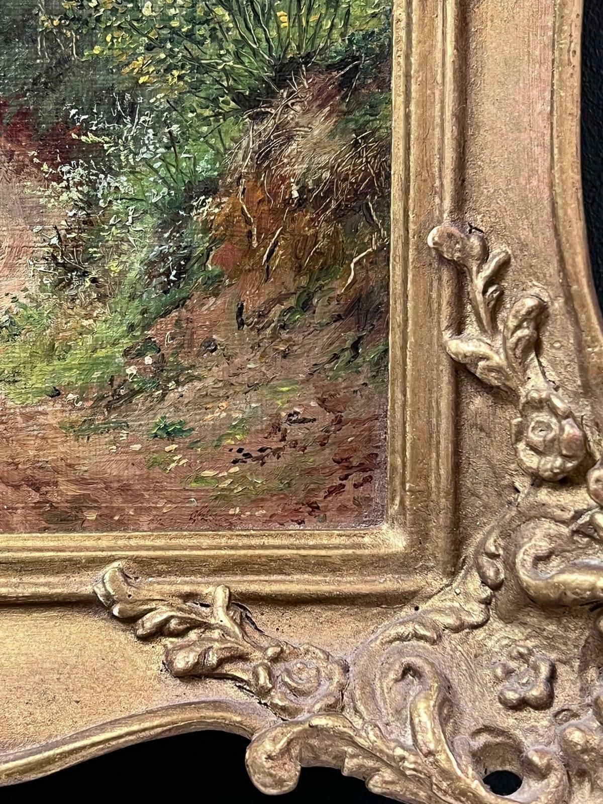Thomas James Purchasoriginal Victorian Oil Painting Summer Woodland Pathway Landscape Gilt Framed photo buy