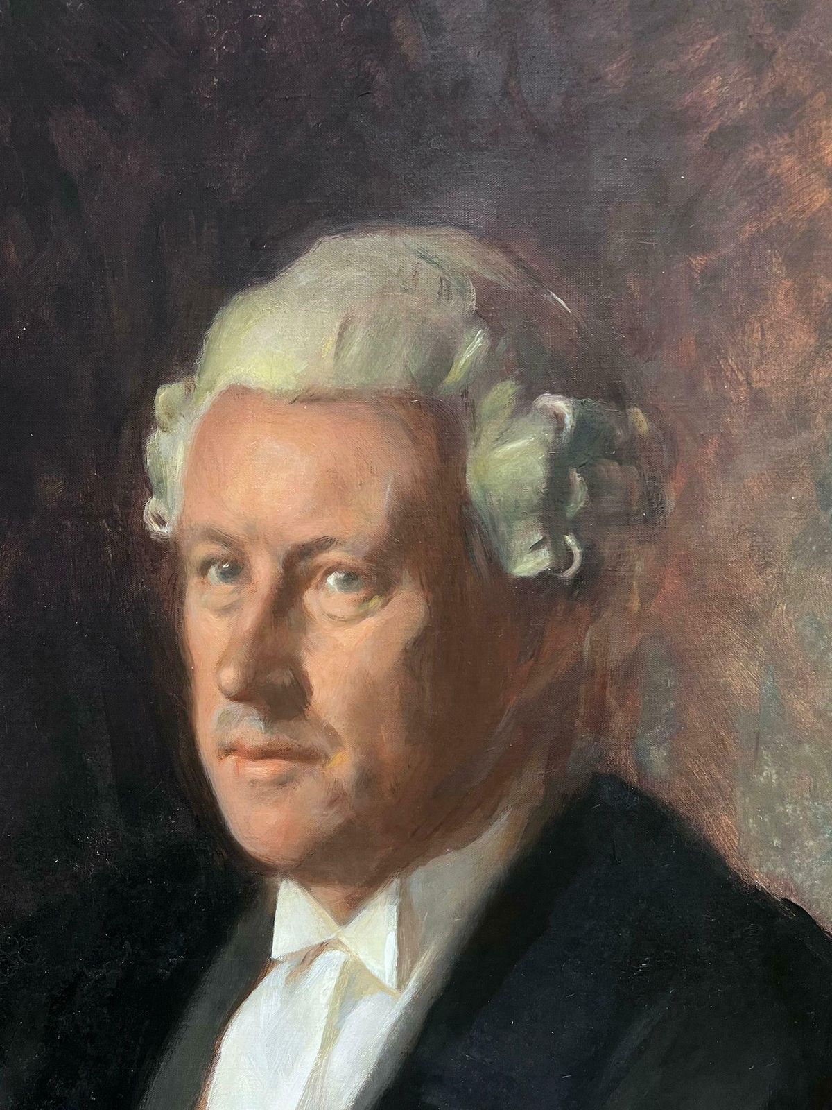 Victor Hume Moodylarge 1970's British Portrait Of A Lawyer/ Barrister In Wig Signed Oil Painting 1974 photo furniture