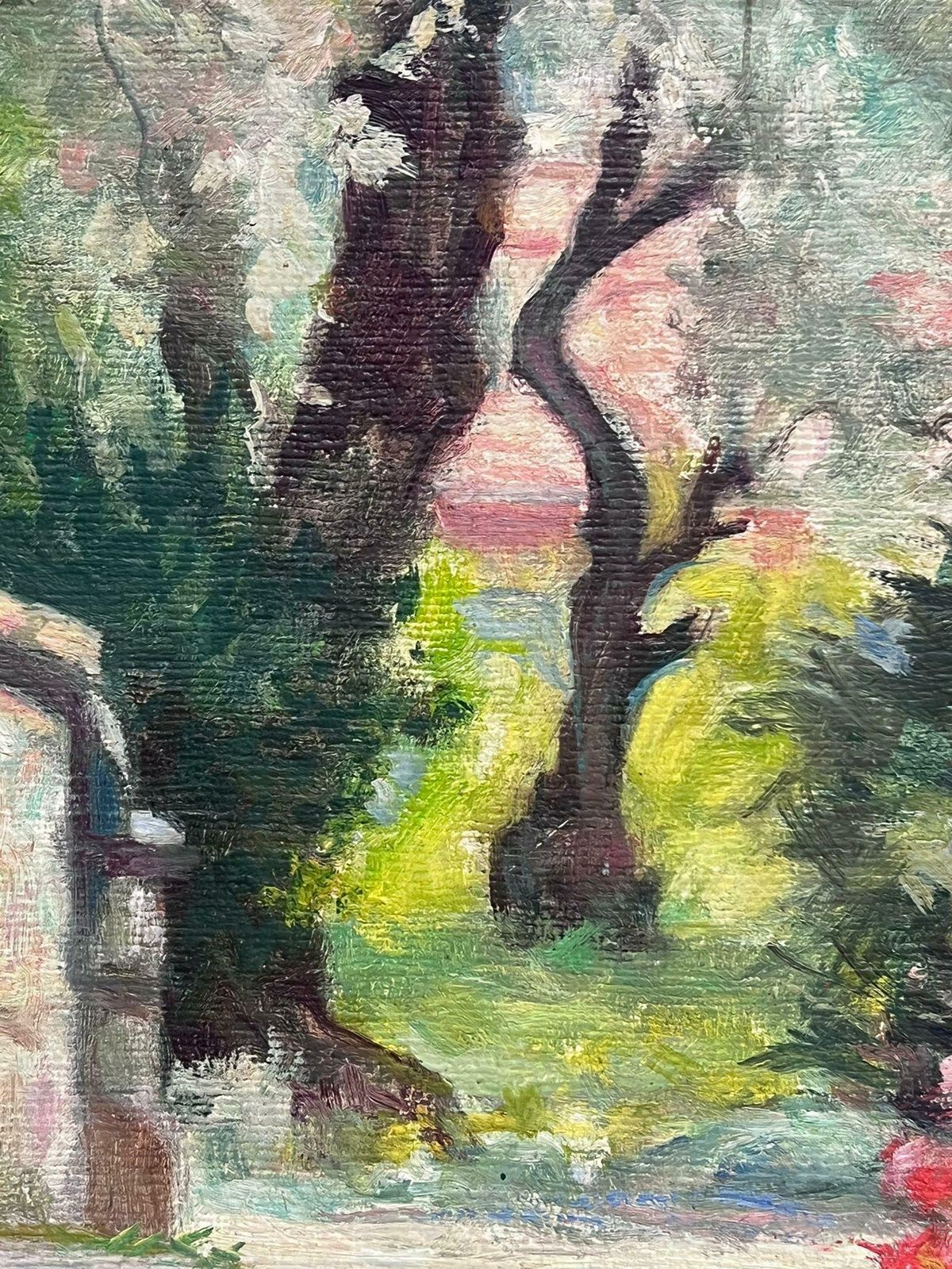 French School1950's French Impressionist Signed Oil View Renoirs Garden Cagnes Sur Mer France1955 photo 1498.0