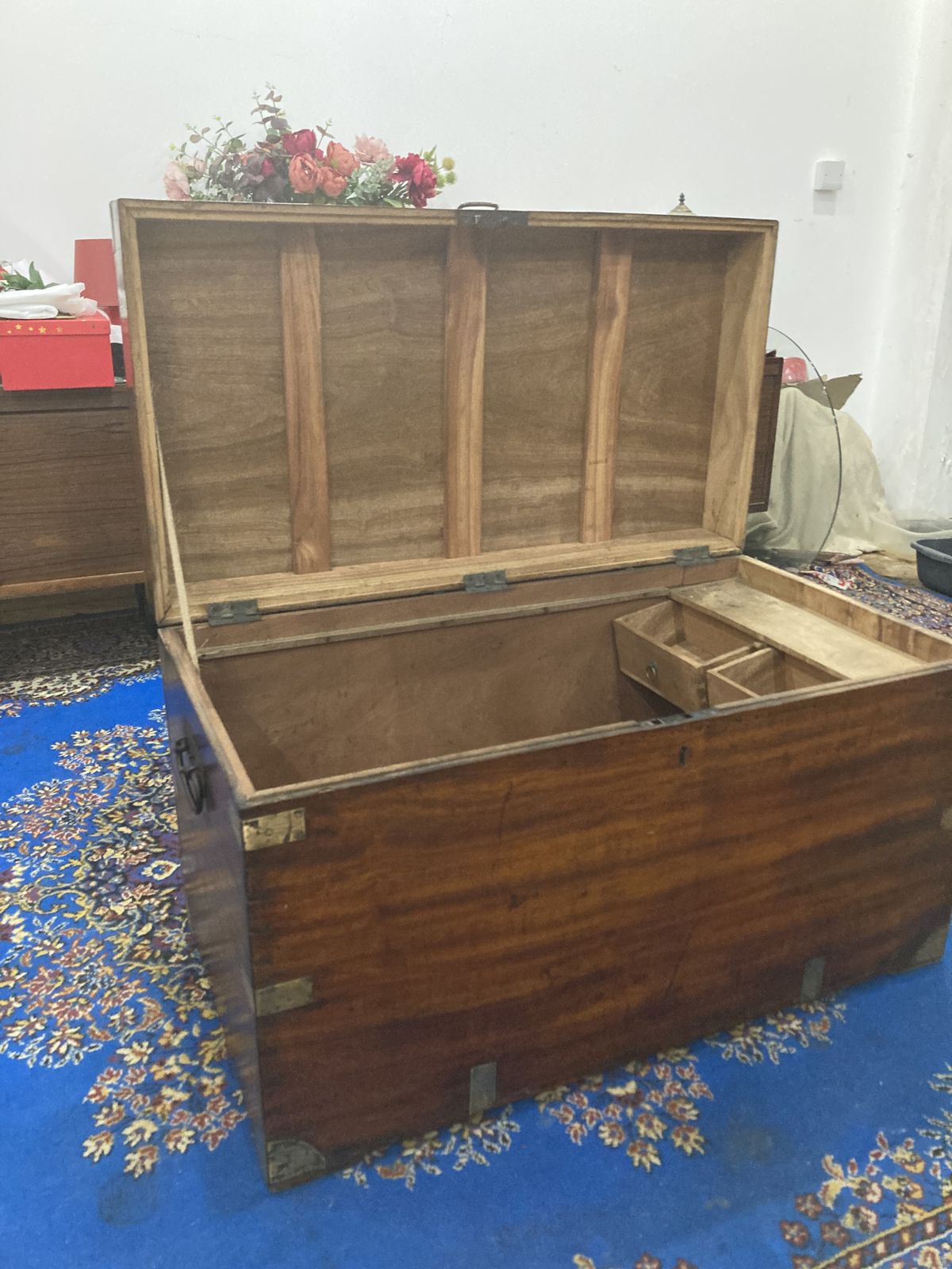 Camphor Wood 19th Century Military Campaign Trunk (England, Circa 1850) photo vintage