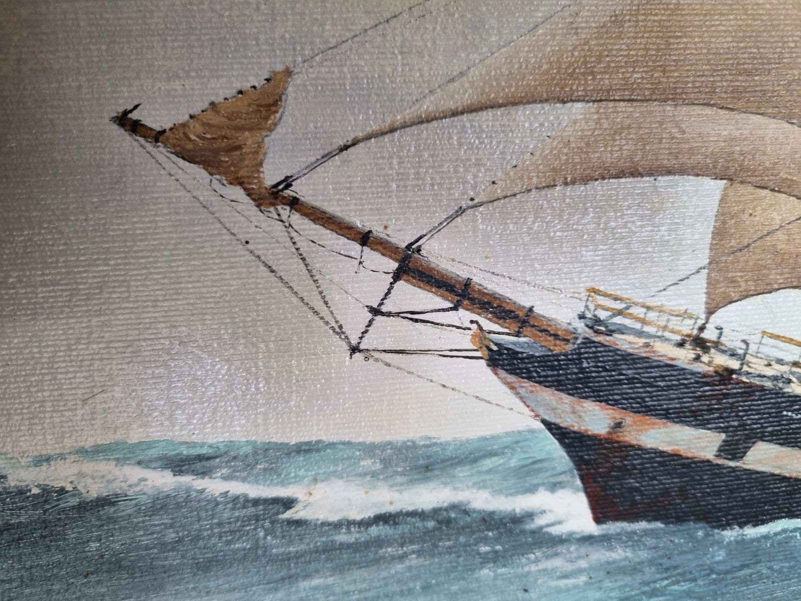 Beautiful Galleon Ship. Oil On Board By Bill Welburn. photo furniture
