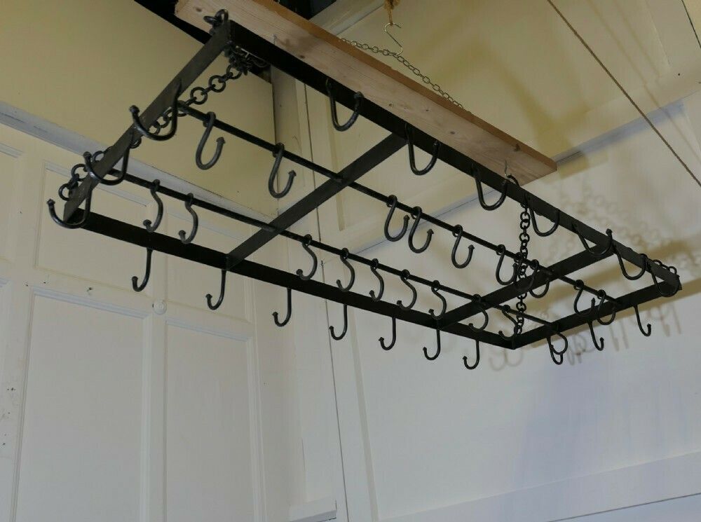 Huge French Iron Pot Hanger, Kitchen Utensil Or Game Hanger photo Furniture