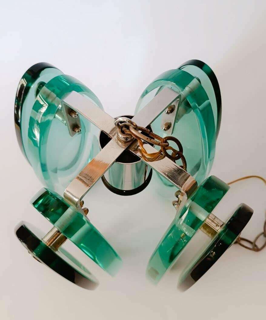 Stunning Thick Glass Chandelier Nilo Veca Design Fontana Arte Vintage Space Age Italy photo 627.0