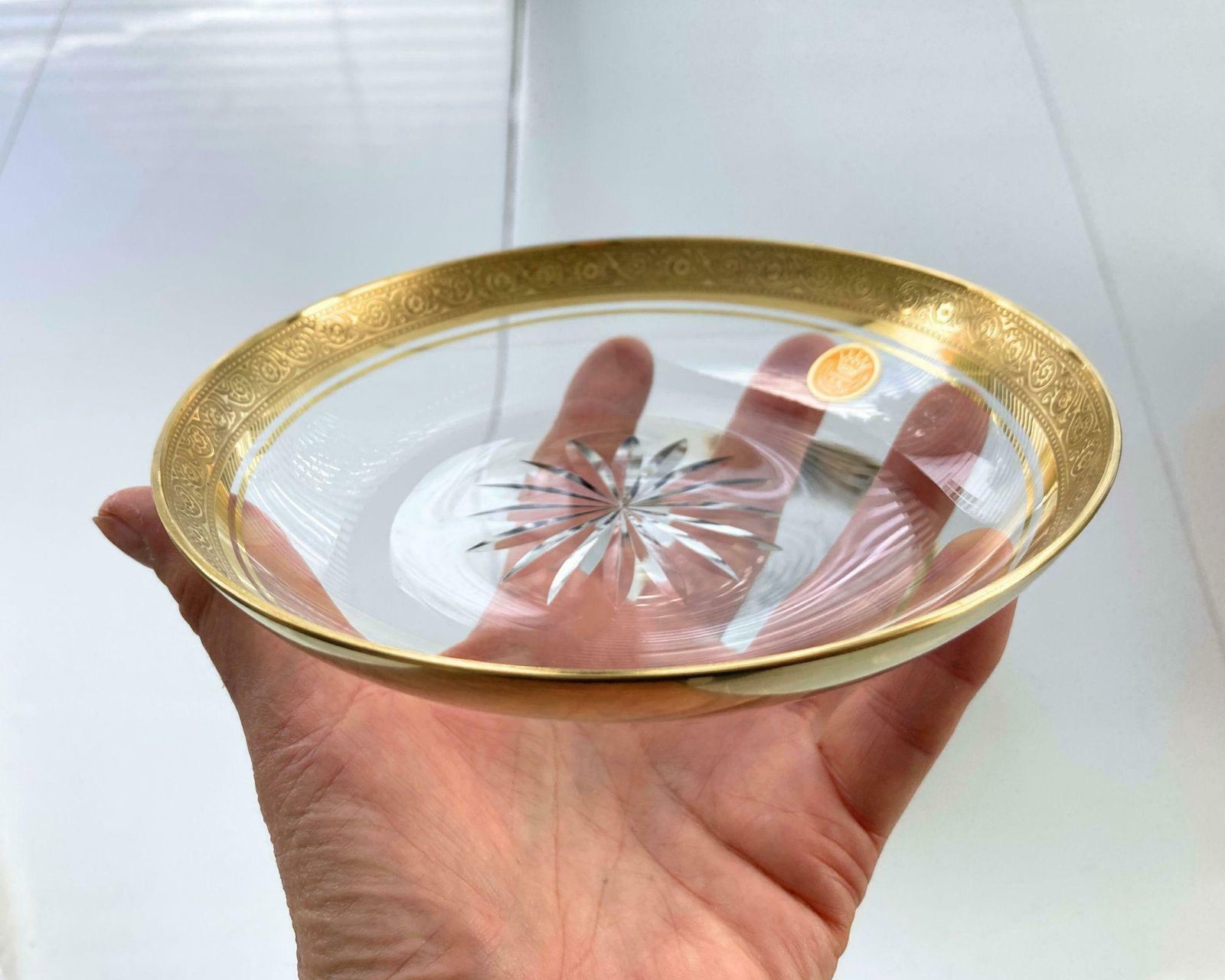 Kristallen Schalen (Set Van 2) | 24k Goud | Theresienthal Mintonborte photo buy