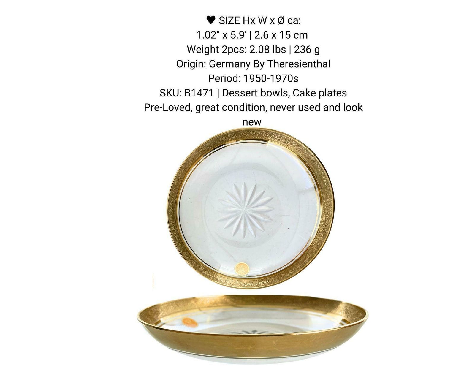 photo furniture Kristallen Schalen (Set Van 2) | 24k Goud | Theresienthal Mintonborte