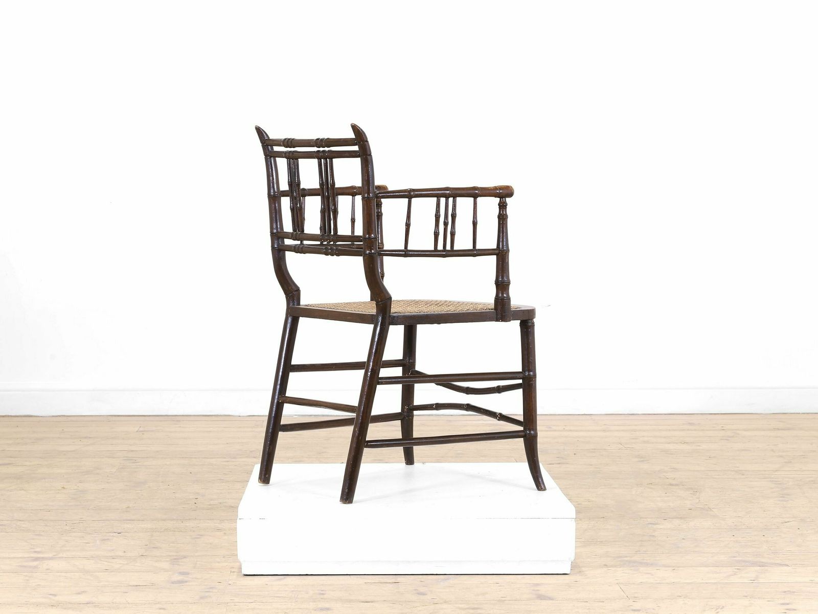 A Faux Bamboo Stained Sussex Armchair photo for sale