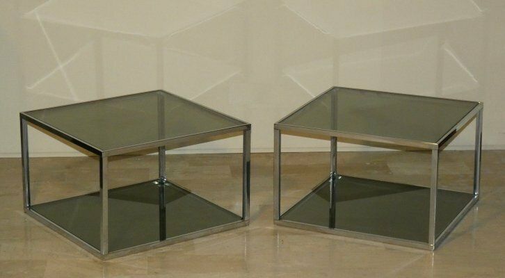 Coffee Tables In Chromed Steel And Glass, Italy, 1970s, Set Of 2 photo furniture