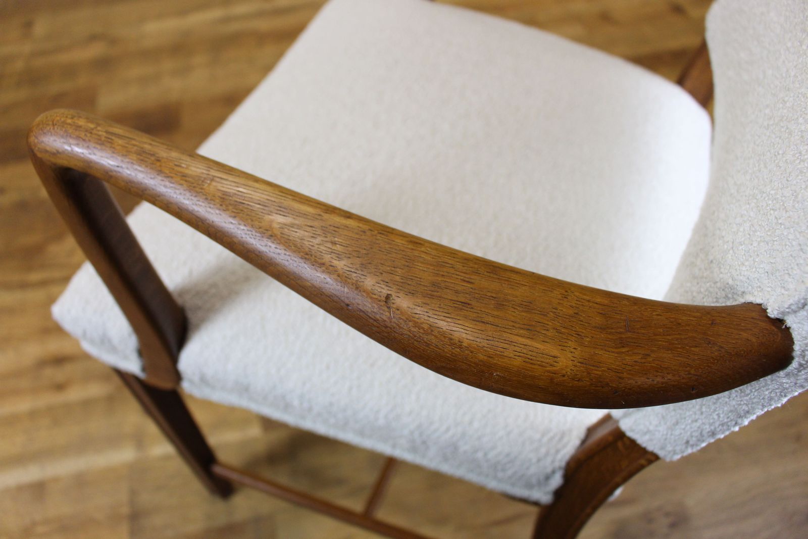 Danish Small Oak Armchair Upholstered In New Boucle photo Furniture
