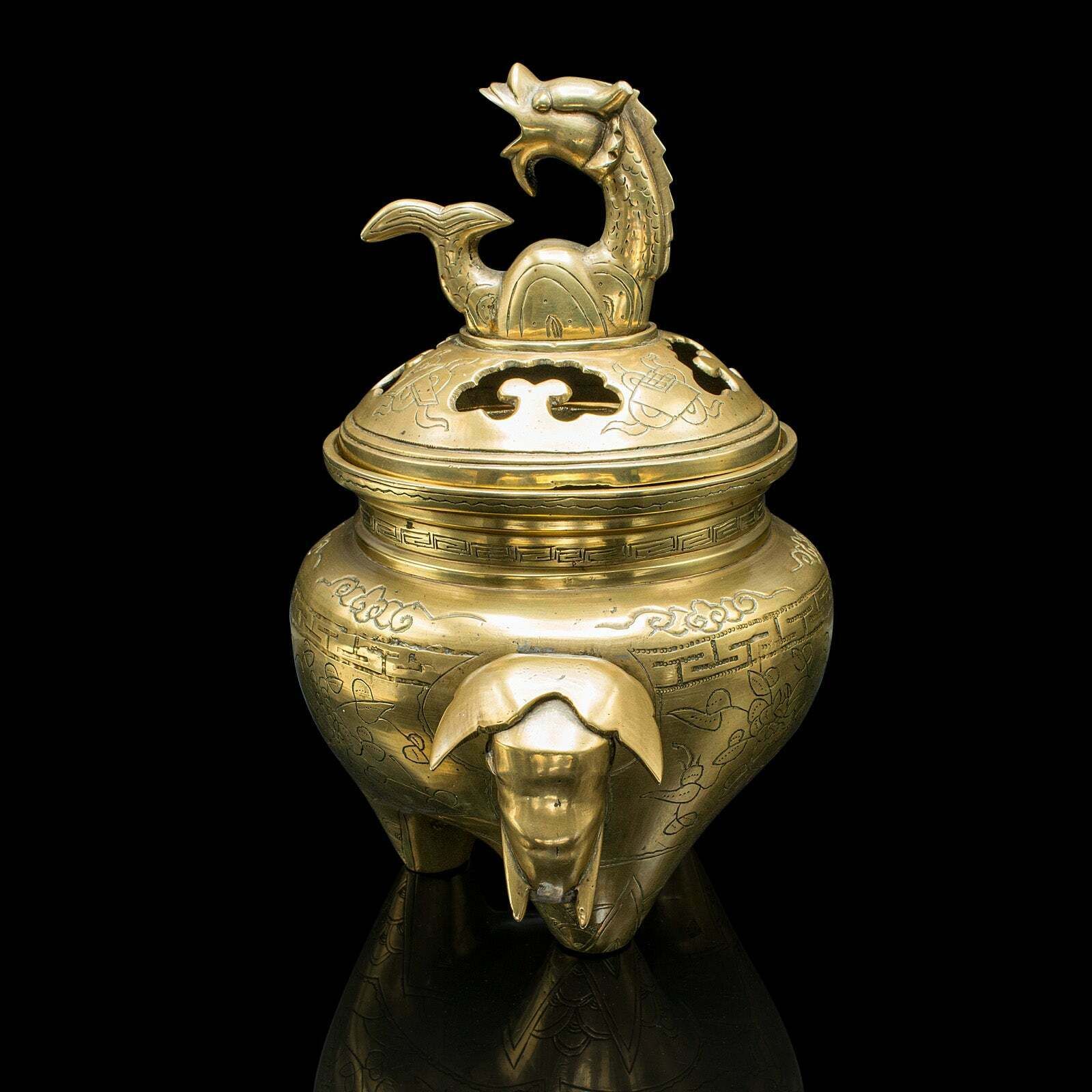 Antique Decorative Censer, Chinese, Brass, Incense Burner, Qing, Victorian, 1900 photo 495.0