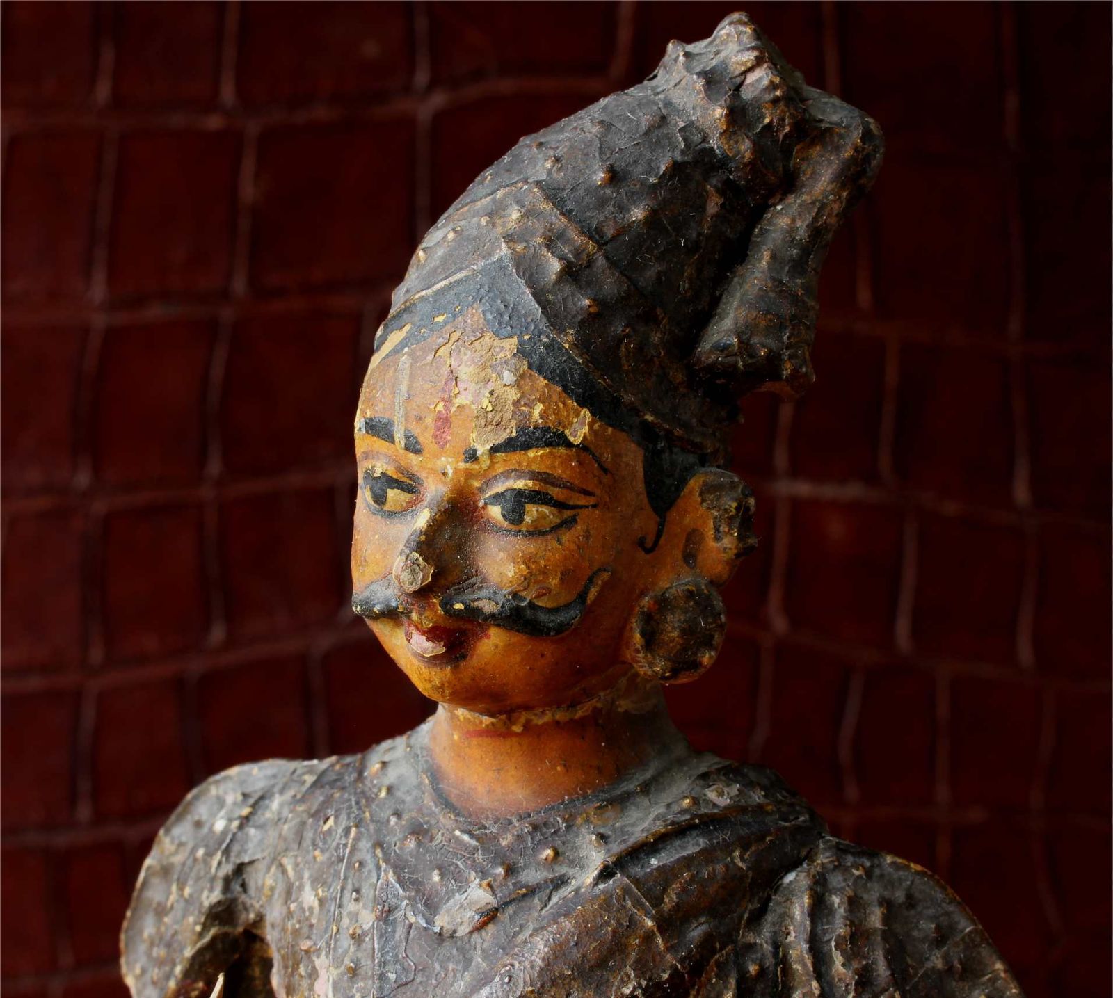 Pair Indian King & Queen Figures. 19th Century India Folk Art Statues. photo Home Decor