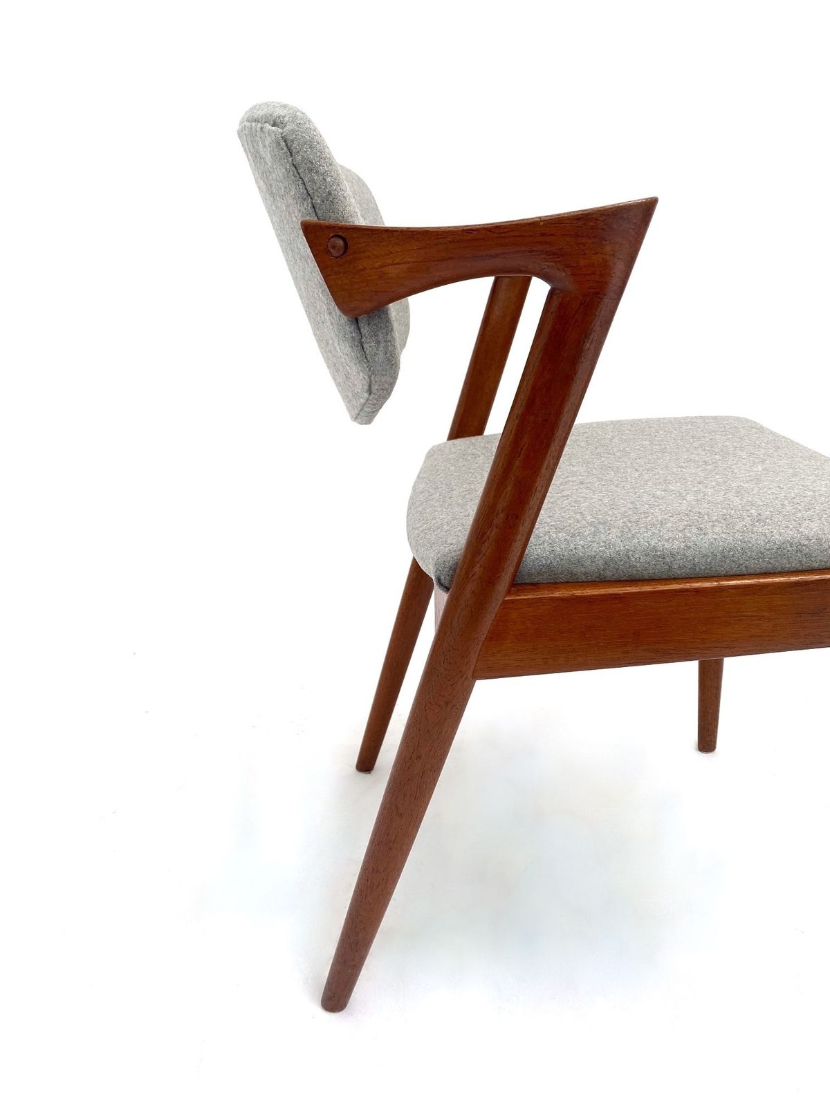 Danish Kai Kristiansen Model 42 Teak And Grey Wool Dining Chair Mid Century 1960s photo vinterior