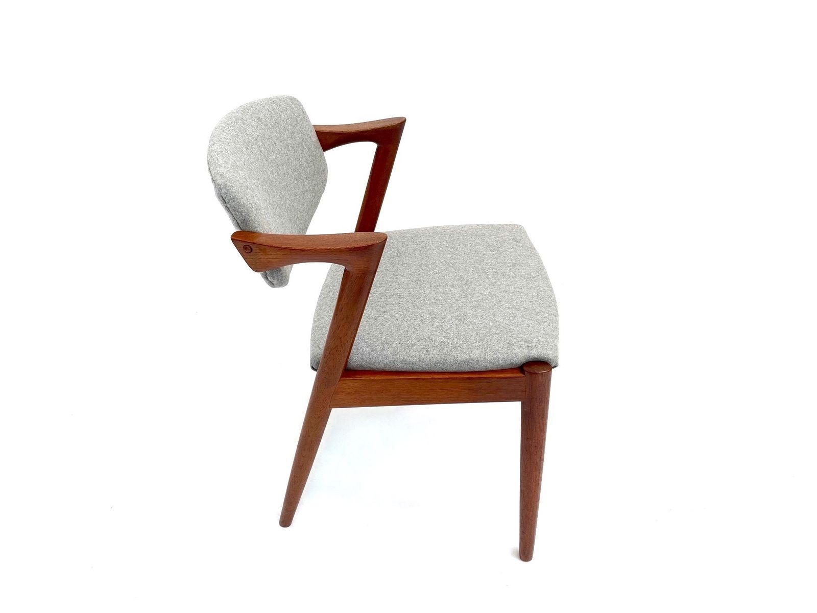 photo furniture Danish Kai Kristiansen Model 42 Teak And Grey Wool Dining Chair Mid Century 1960s