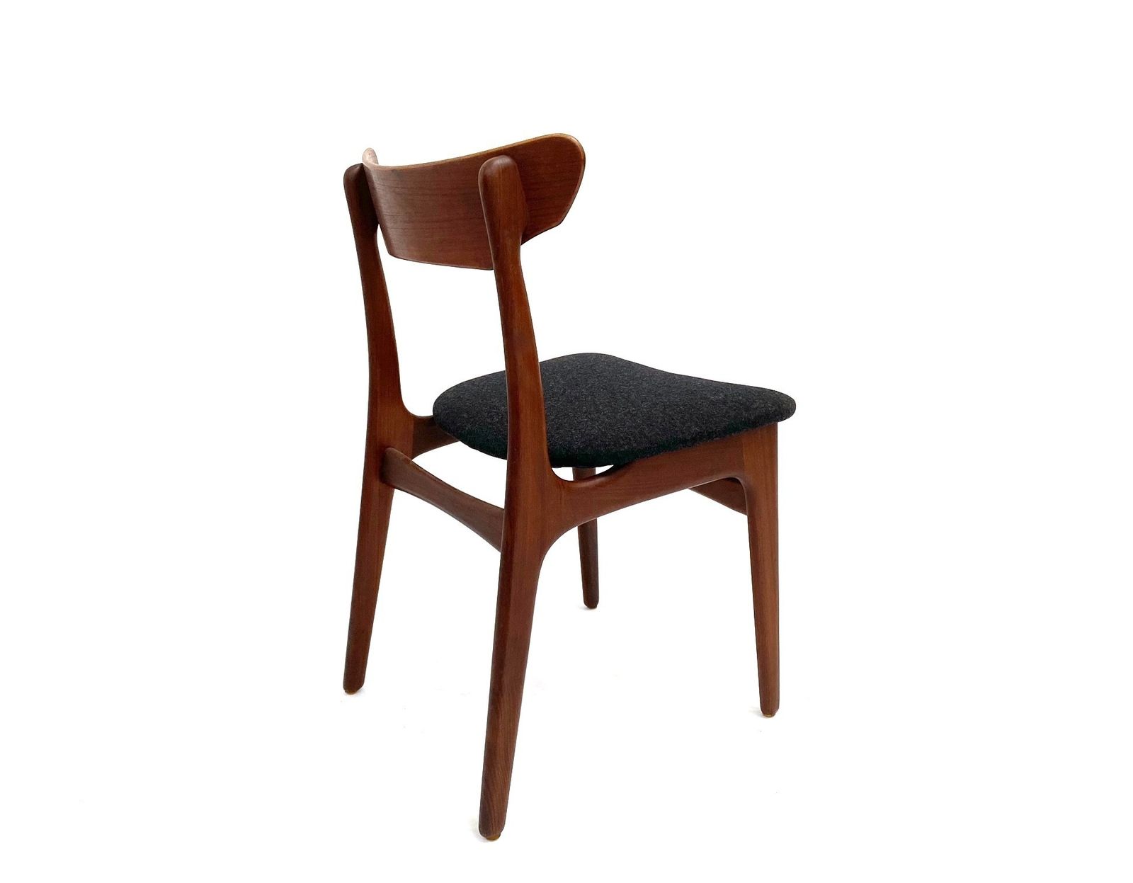 Danish Schiønning & Elgaard Set Of 4 Teak And Charcoal Black Wool Dining Chairs Mid Century 1960s photo vintage